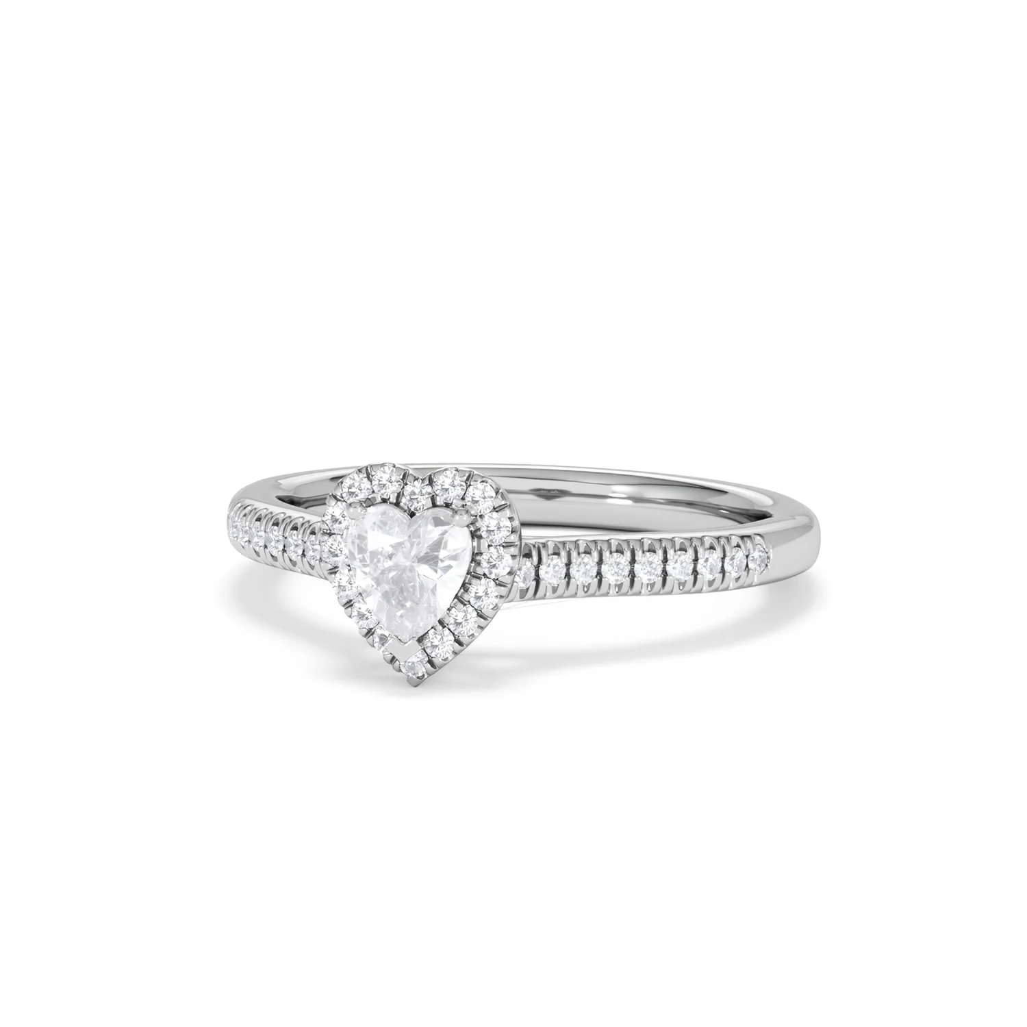 Lumia Heart Cut Lab Diamond Halo Ring 0.50ct F/VS in 925 Silver - Image 85