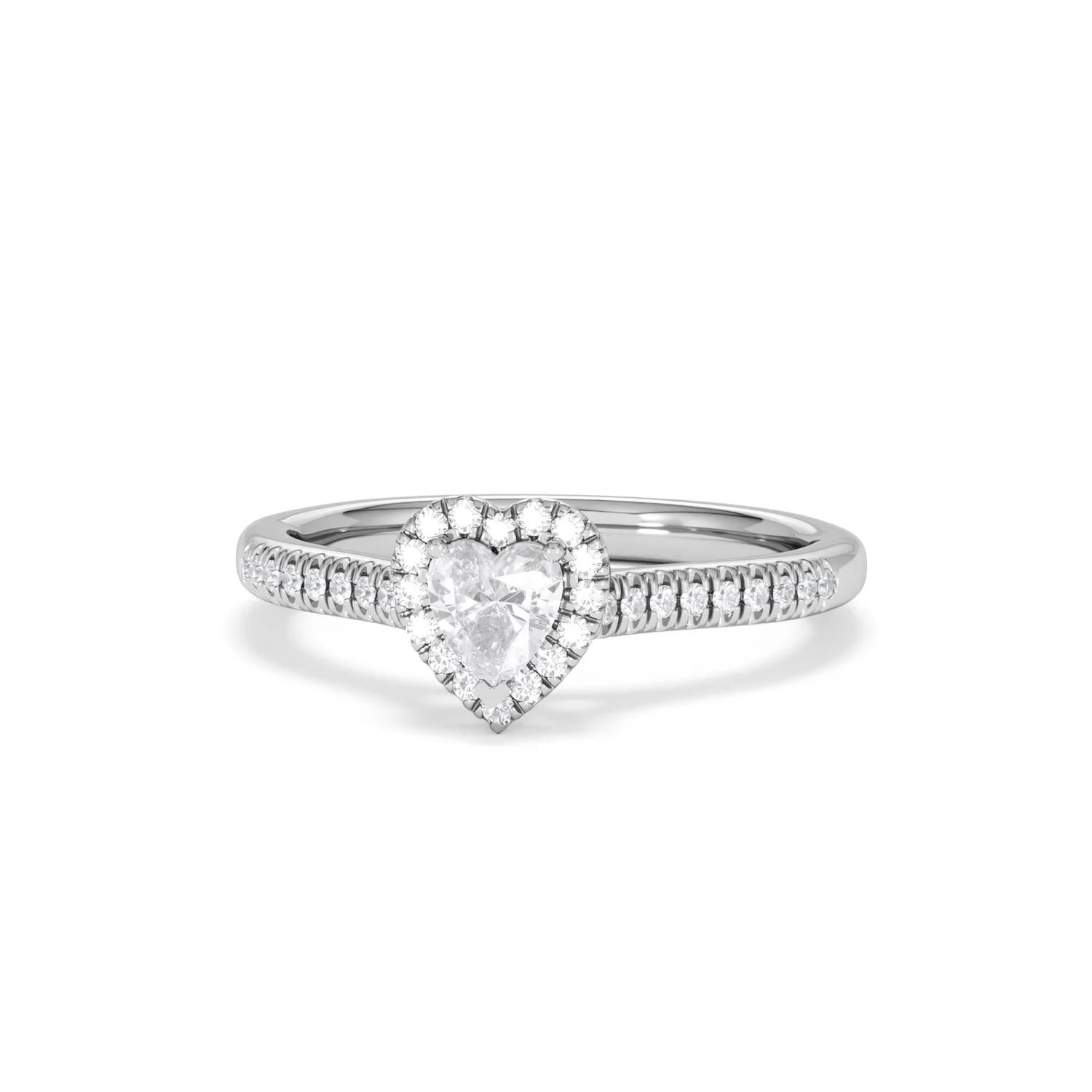 Lumia Heart Cut Lab Diamond Halo Ring 0.50ct F/VS in 925 Silver - Image 87