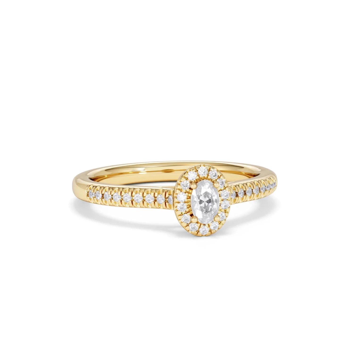 Lumia Oval Cut Lab Diamond Halo Ring 0.33ct F/VS in 18K Gold Vermeil - Image 13