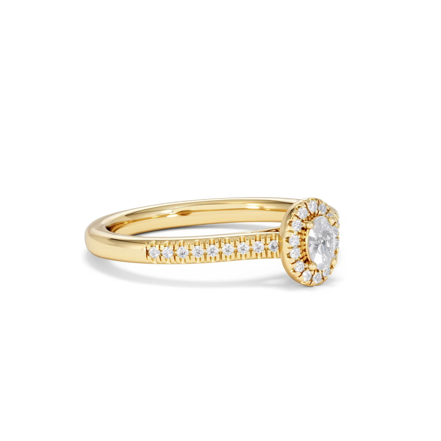 Lumia Oval Cut Lab Diamond Halo Ring 0.33ct F/VS in 18K Gold Vermeil - Image 19