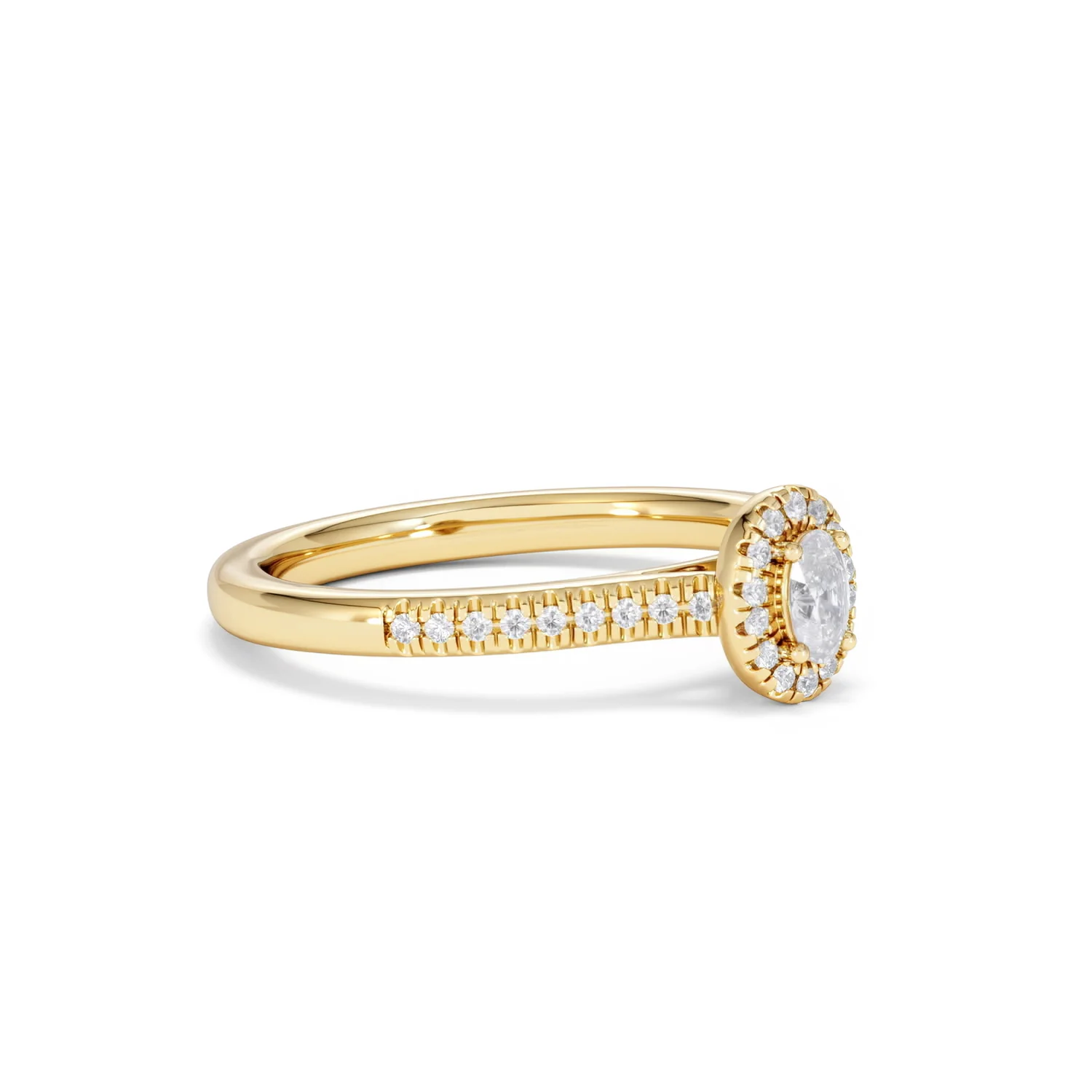 Lumia Oval Cut Lab Diamond Halo Ring 0.33ct F/VS in 18K Gold Vermeil - Image 20