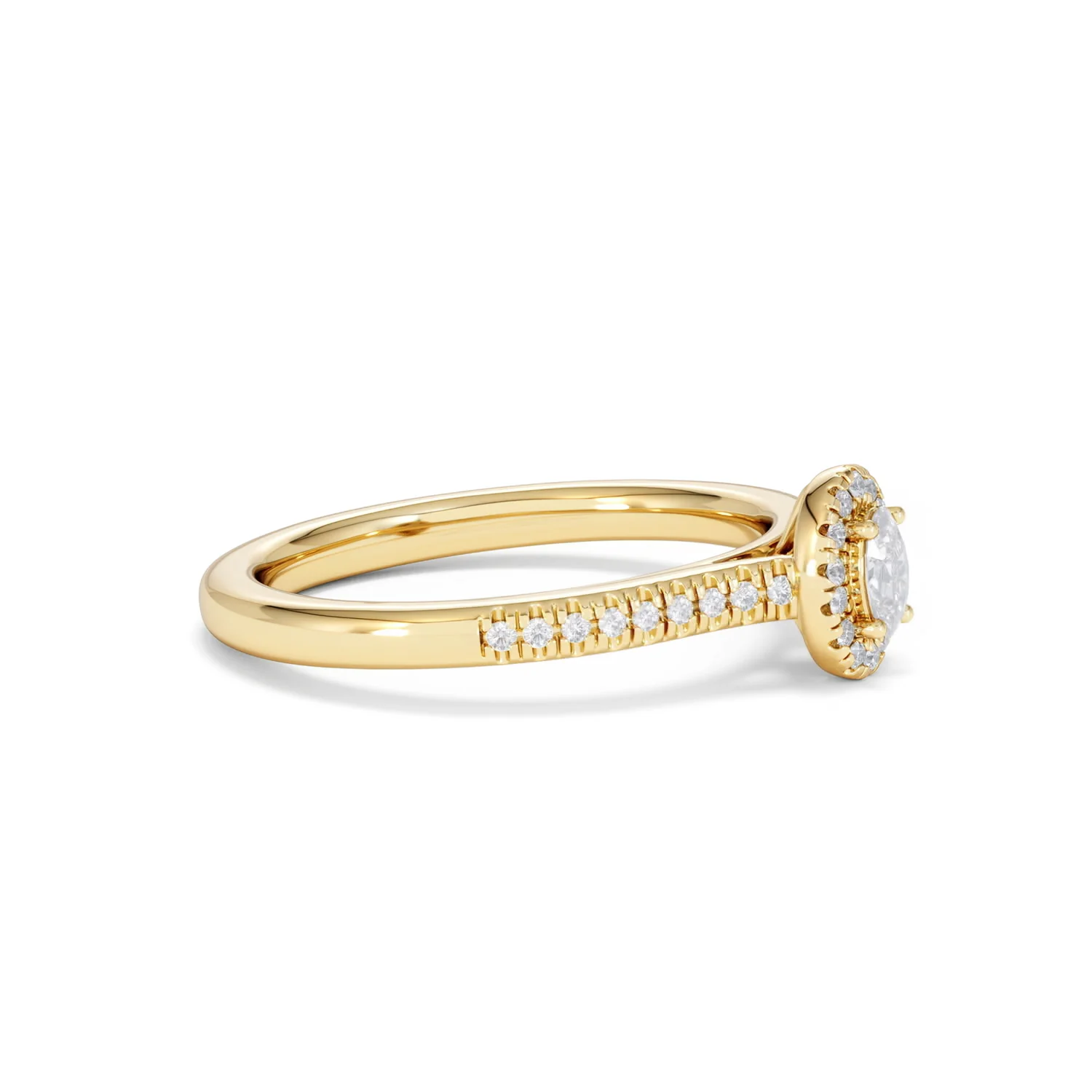 Lumia Oval Cut Lab Diamond Halo Ring 0.33ct F/VS in 18K Gold Vermeil - Image 24