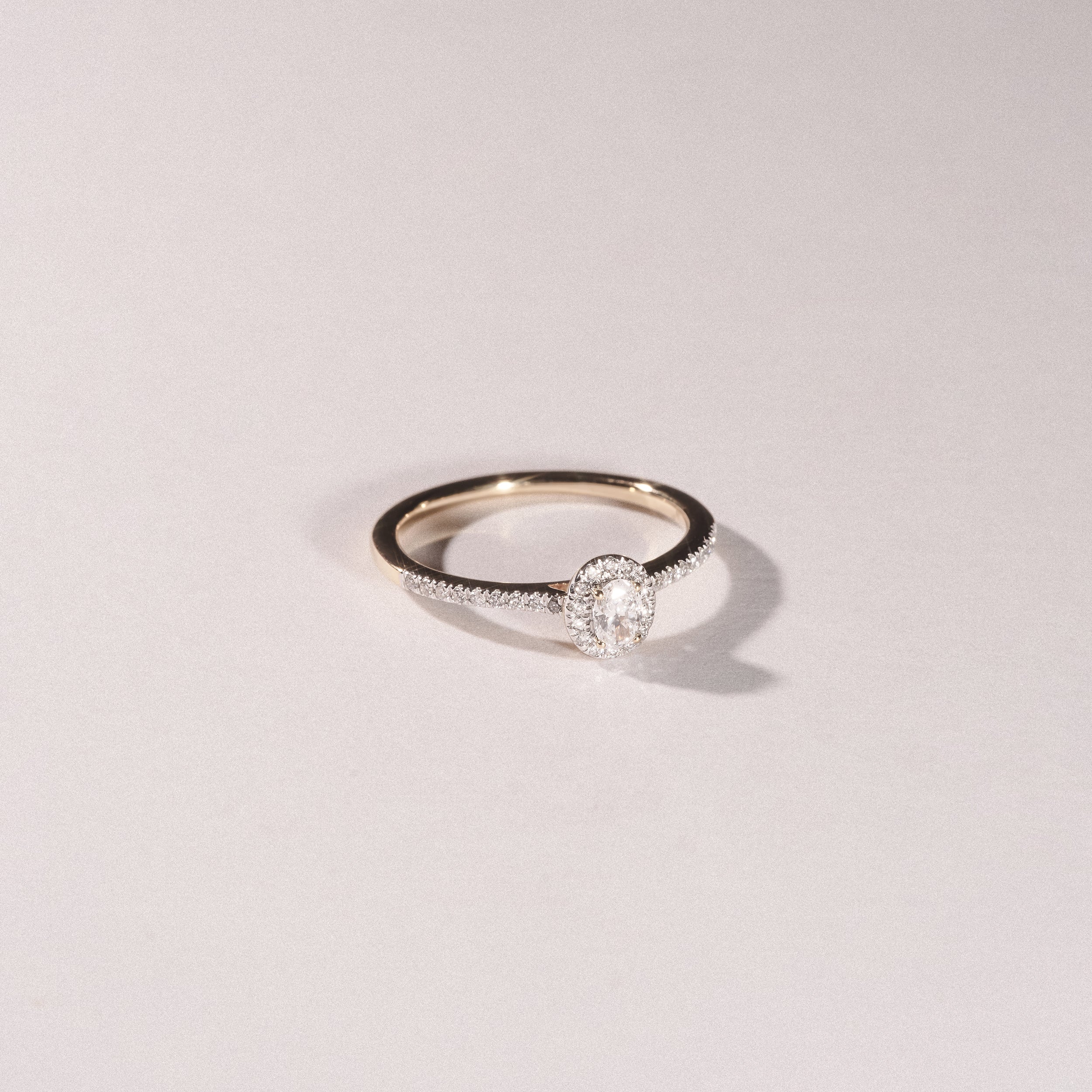 Lumia Oval Cut Lab Diamond Halo Ring 0.33ct F/VS in 18K Gold Vermeil - Image 7