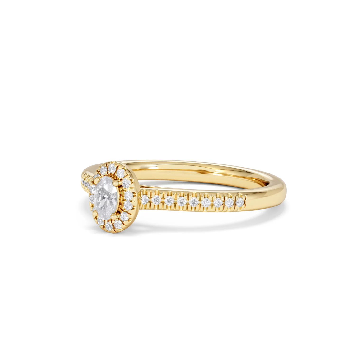 Lumia Oval Cut Lab Diamond Halo Ring 0.33ct F/VS in 18K Gold Vermeil - Image 82