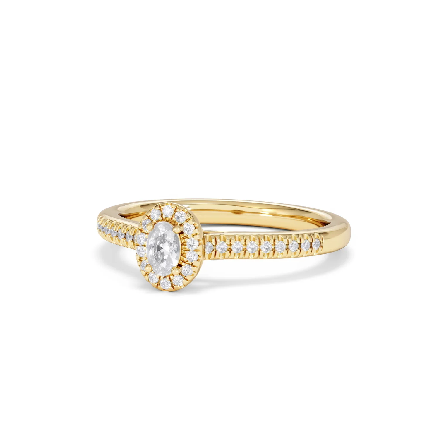 Lumia Oval Cut Lab Diamond Halo Ring 0.33ct F/VS in 18K Gold Vermeil - Image 85