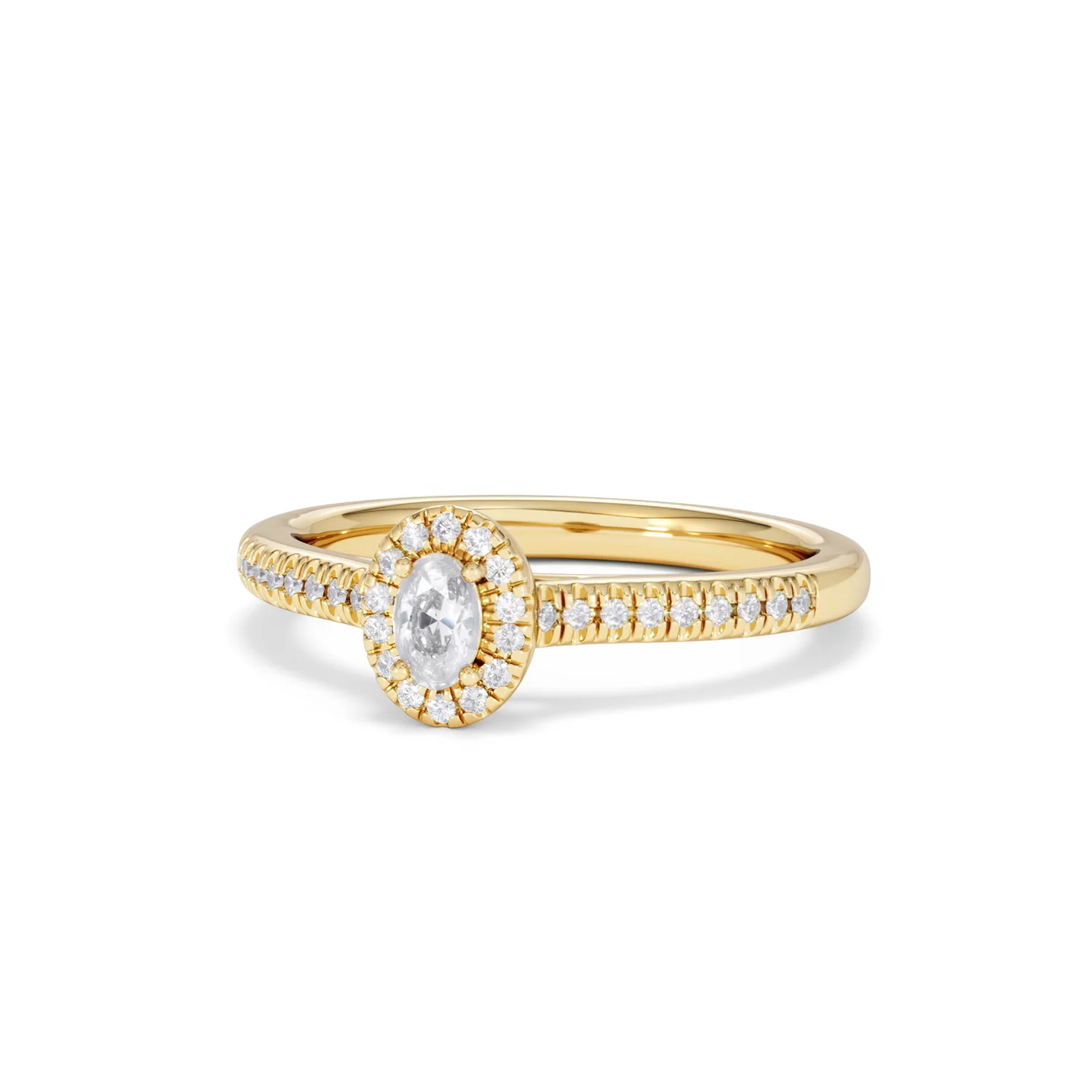 Lumia Oval Cut Lab Diamond Halo Ring 0.33ct F/VS in 18K Gold Vermeil - Image 86