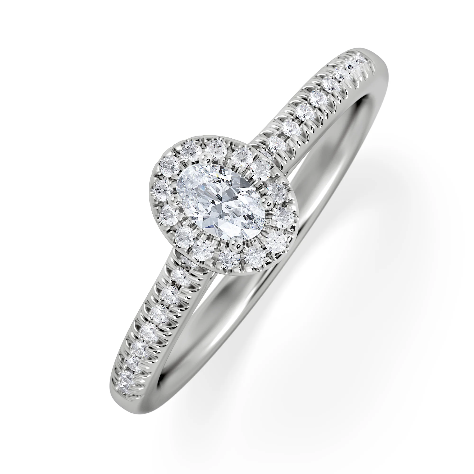 Lumia Oval Cut Lab Diamond Halo Ring 0.33ct F/VS in 925 Silver