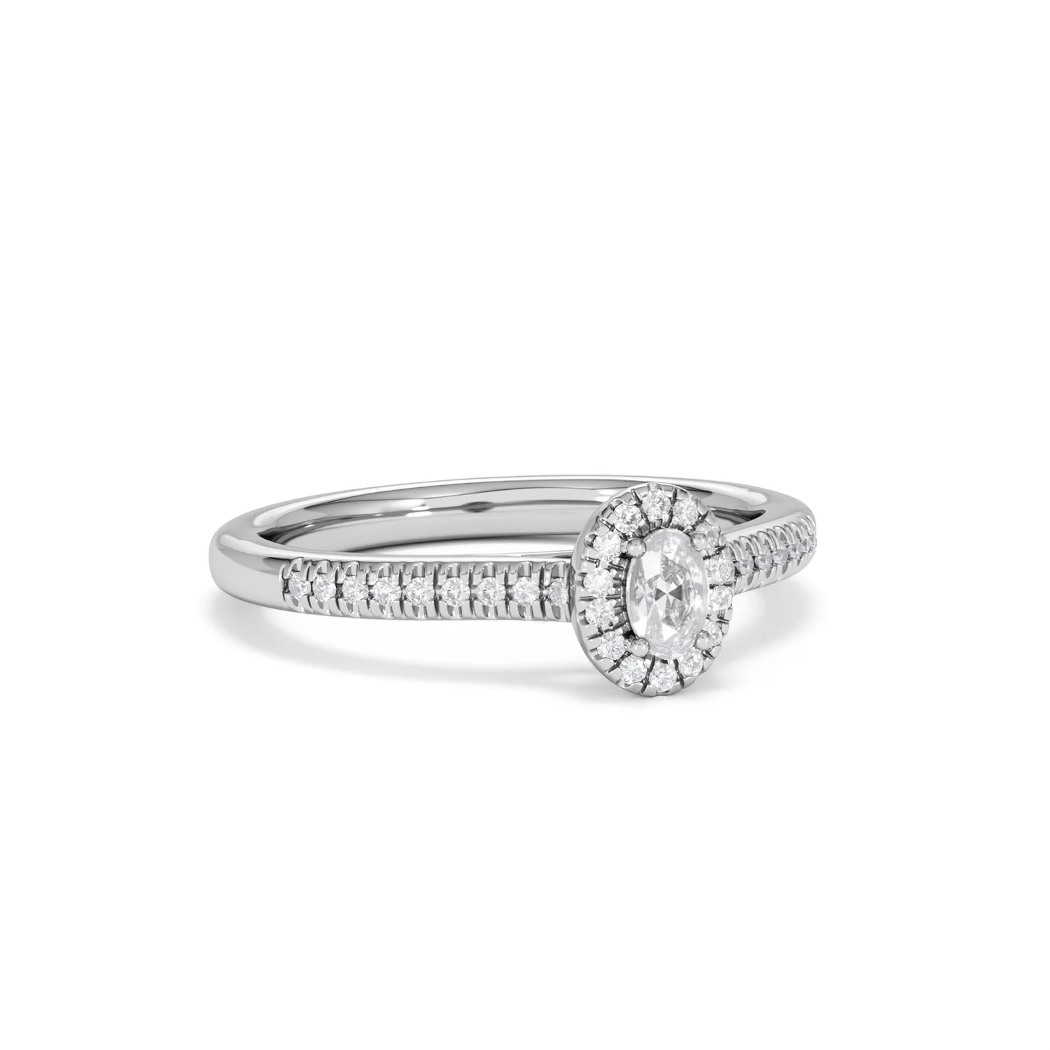 Lumia Oval Cut Lab Diamond Halo Ring 0.33ct F/VS in 925 Silver - Image 15