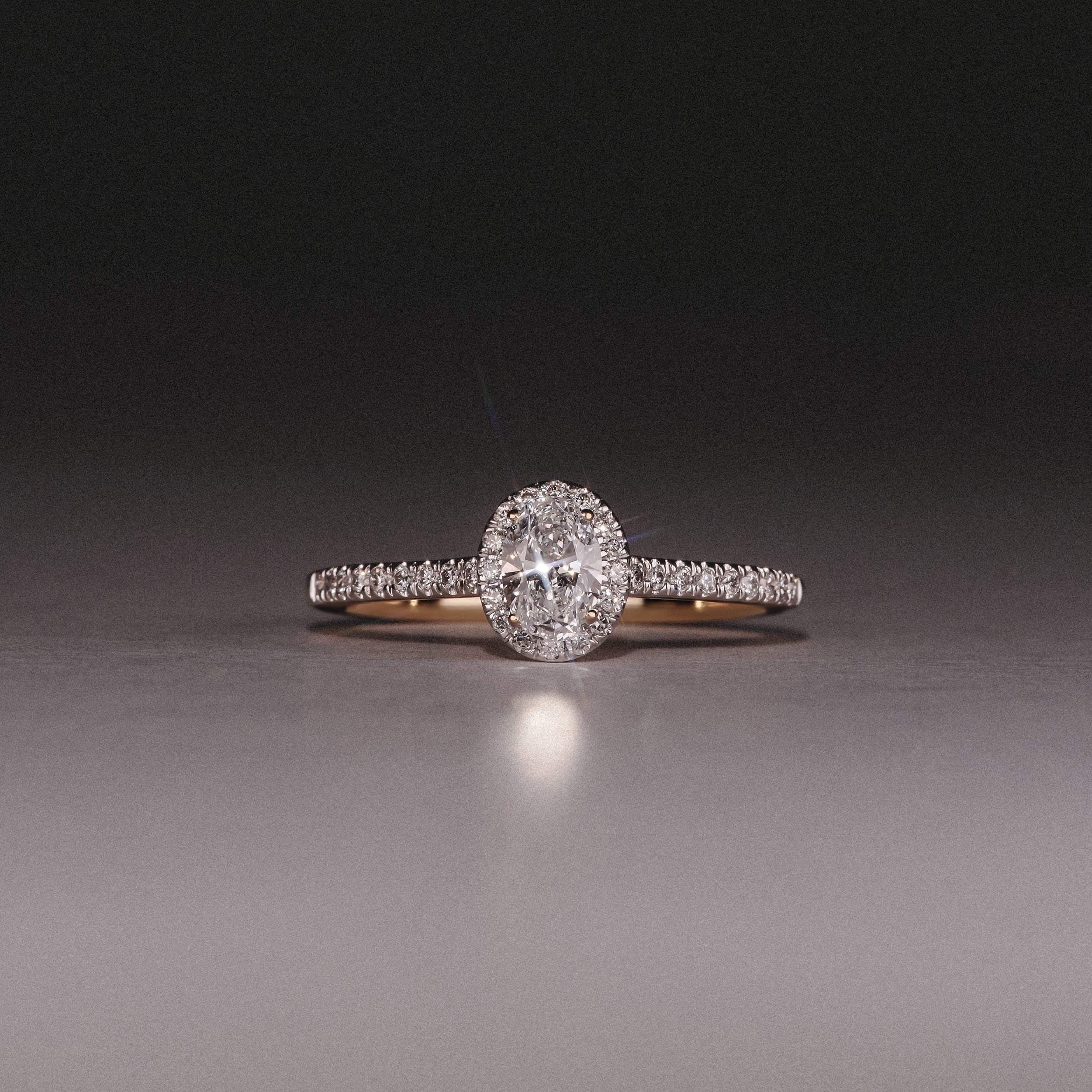 Lumia Oval Cut Lab Diamond Halo Ring 0.50ct F/VS in 18K Gold Vermeil - Image 8