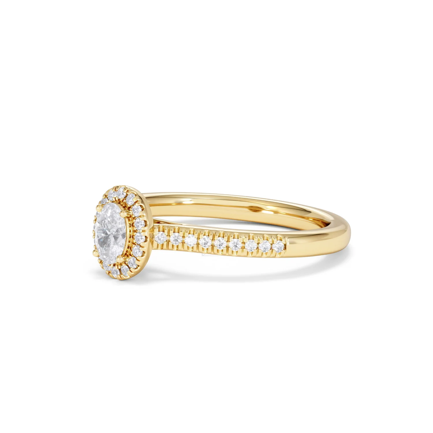 Lumia Oval Cut Lab Diamond Halo Ring 0.50ct F/VS in 18K Gold Vermeil - Image 80