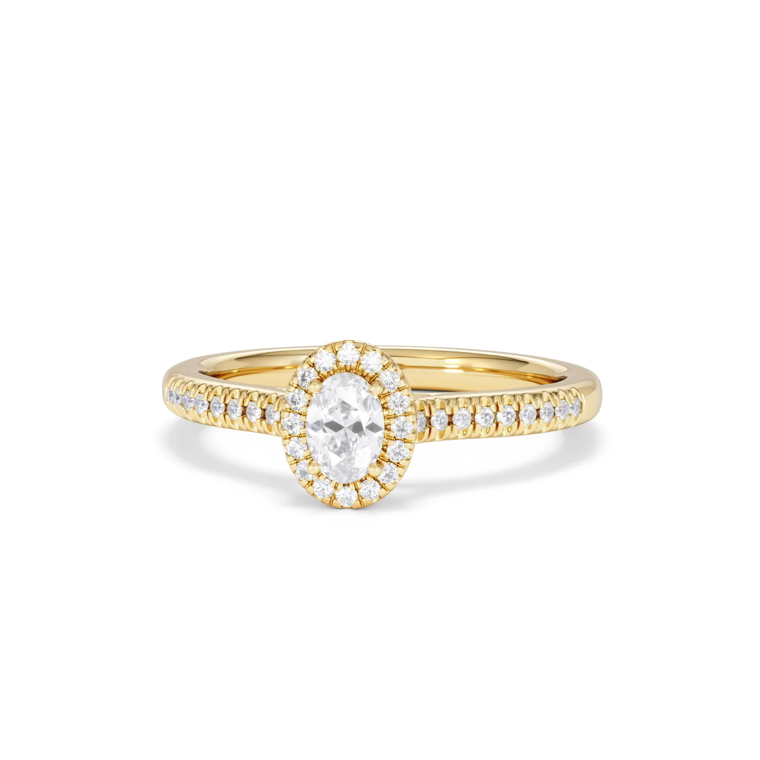 Lumia Oval Cut Lab Diamond Halo Ring 0.50ct F/VS in 18K Gold Vermeil - Image 88