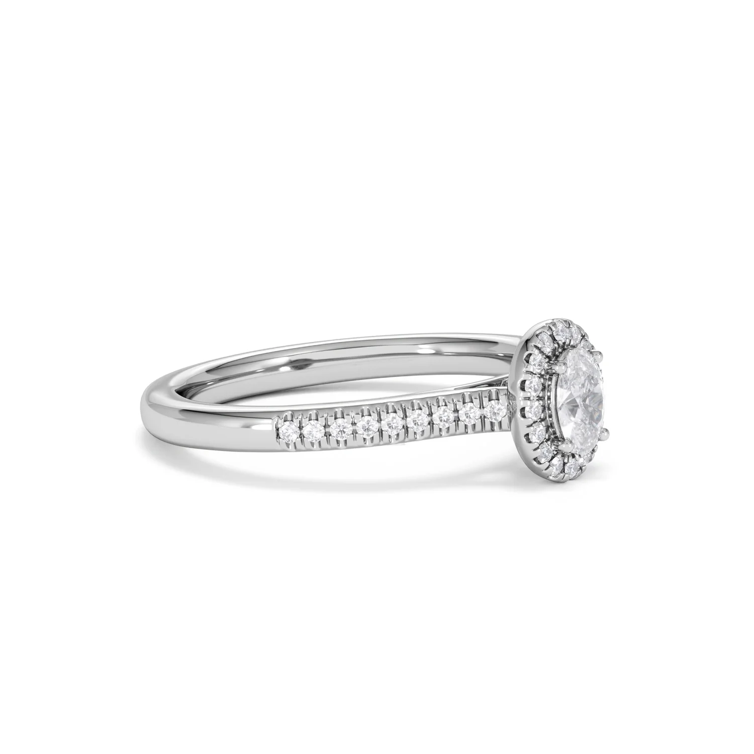 Lumia Oval Cut Lab Diamond Halo Ring 0.50ct F/VS in 925 Silver - Image 21