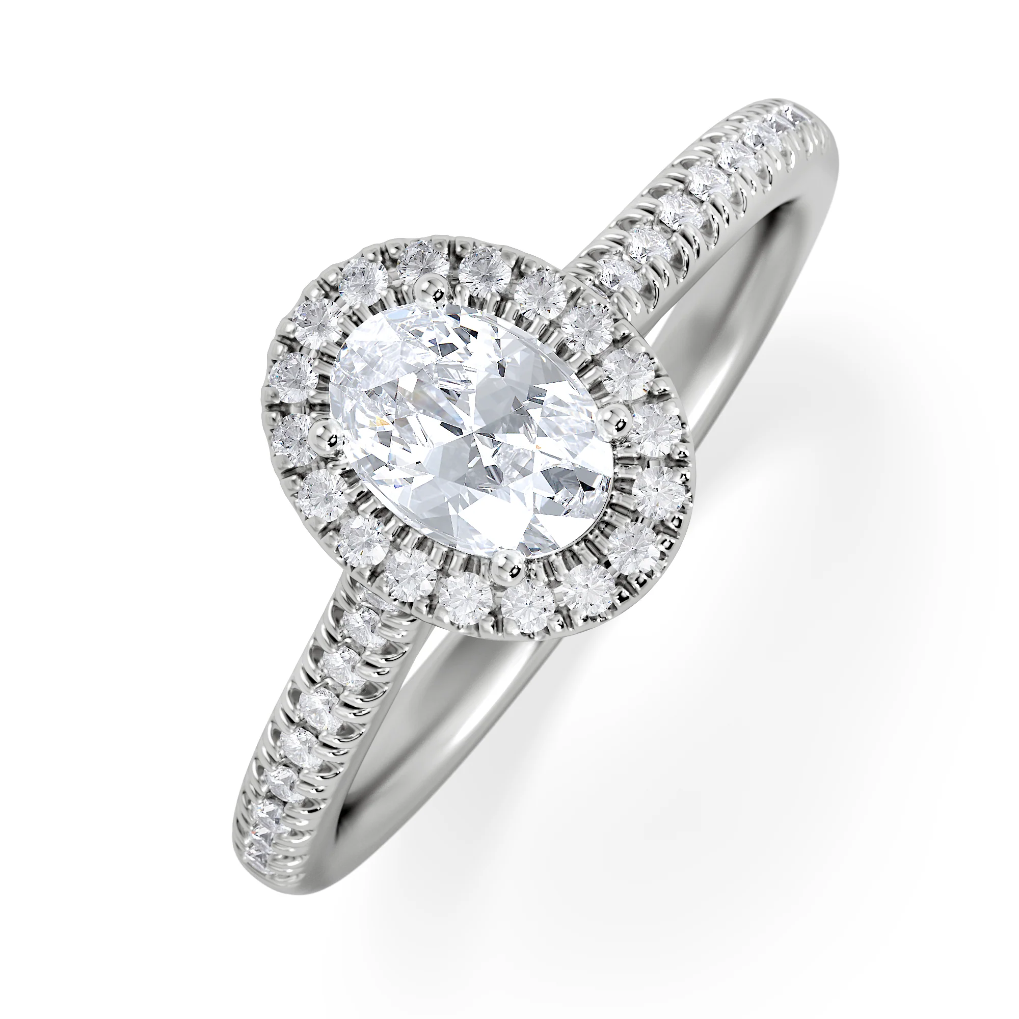 Lumia Oval Cut Lab Diamond Halo Ring 0.70ct F/VS in 9K White Gold