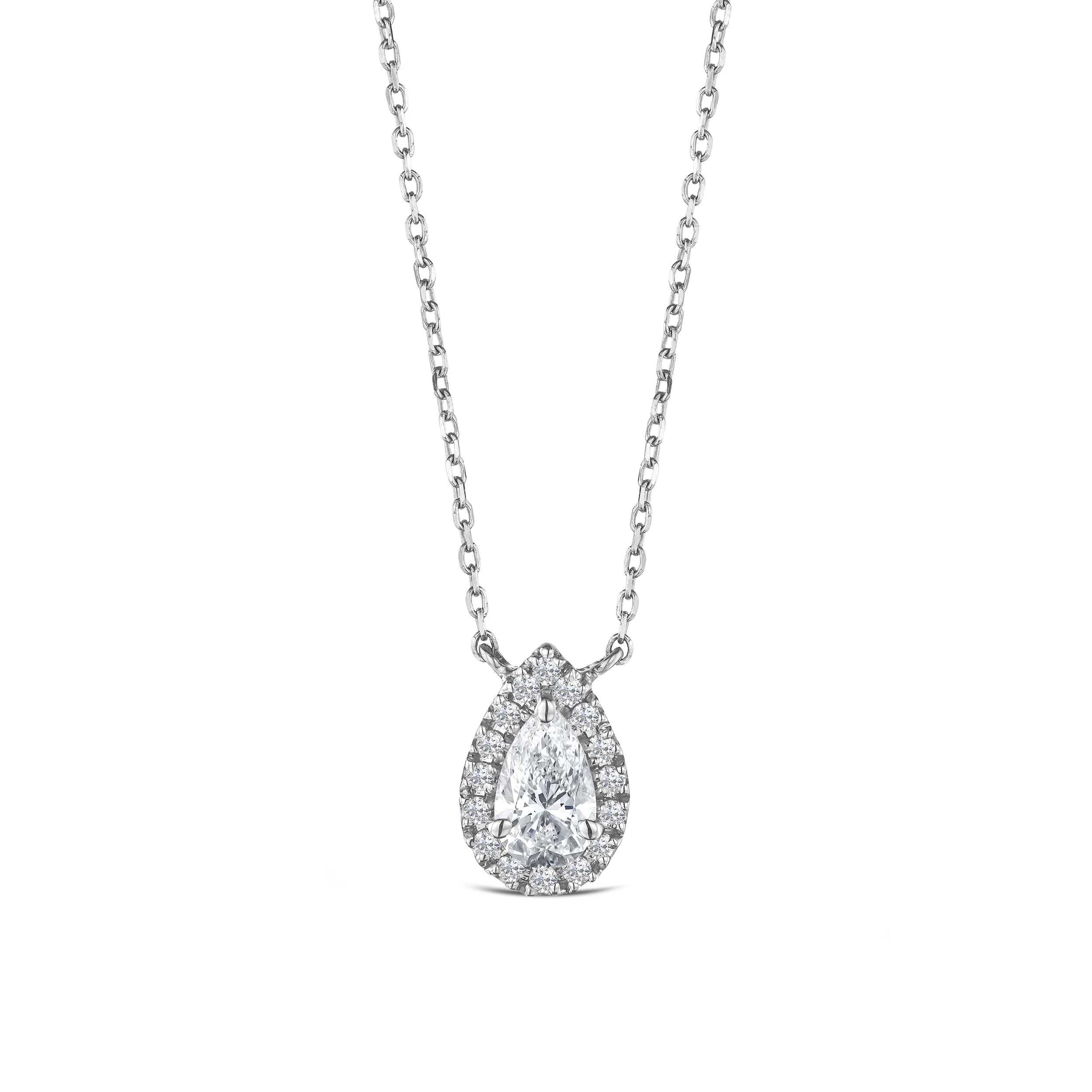 Lumia Pear Cut Lab Diamond Halo Pendant 0.65ct F/VS in 9K White Gold - Image 3