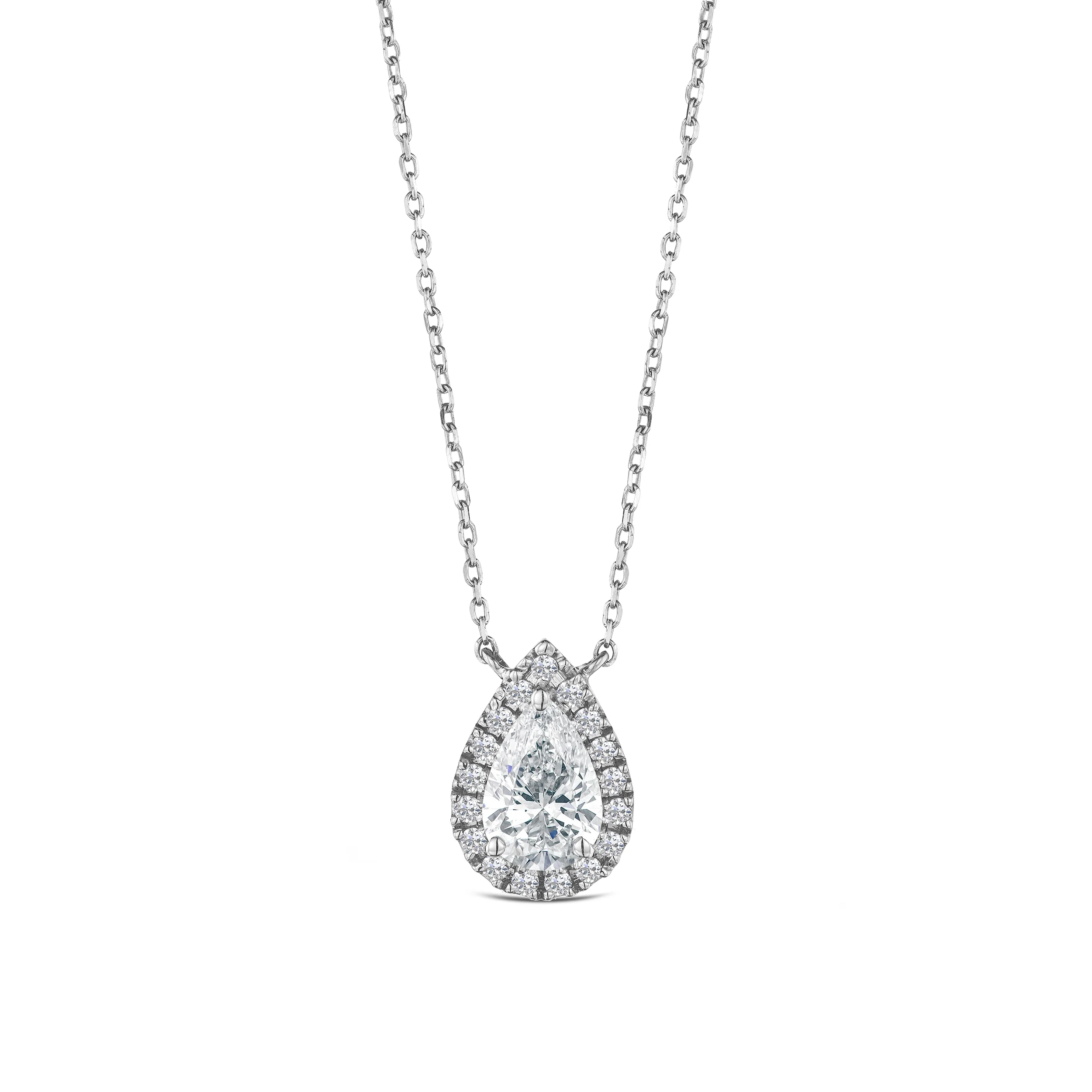 Lumia Pear Cut Lab Diamond Halo Pendant 1.20ct F/VS in 9K White Gold - Image 3
