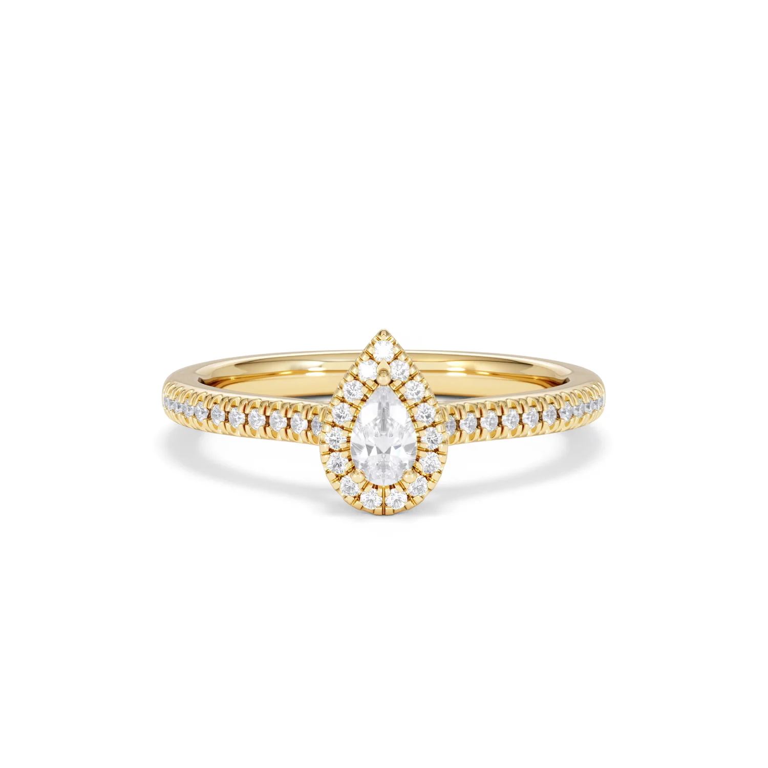 Lumia Pear Cut Lab Diamond Halo Ring 0.33ct F/VS in 18K Gold Vermeil - Image 10