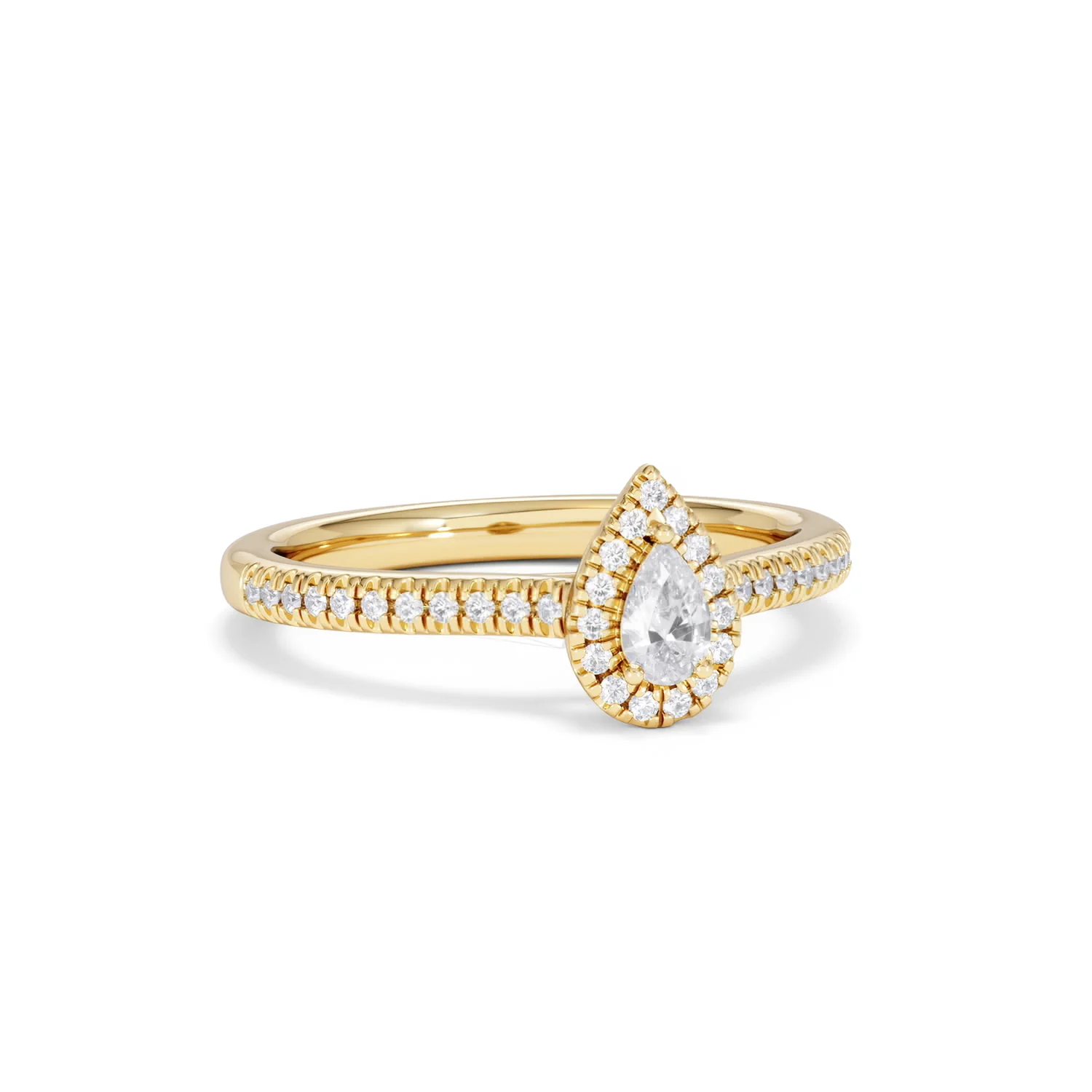 Lumia Pear Cut Lab Diamond Halo Ring 0.33ct F/VS in 18K Gold Vermeil - Image 14