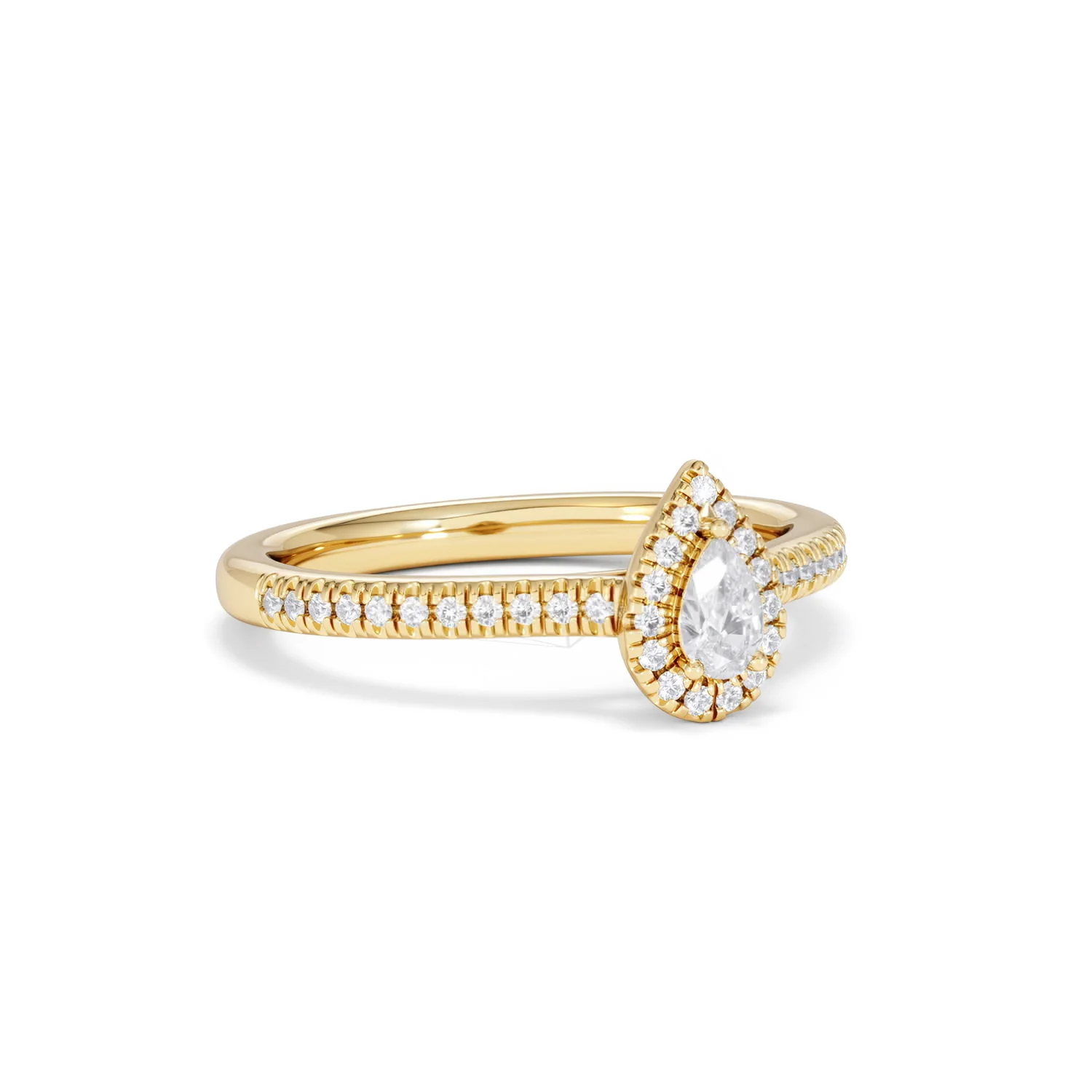 Lumia Pear Cut Lab Diamond Halo Ring 0.33ct F/VS in 18K Gold Vermeil - Image 16