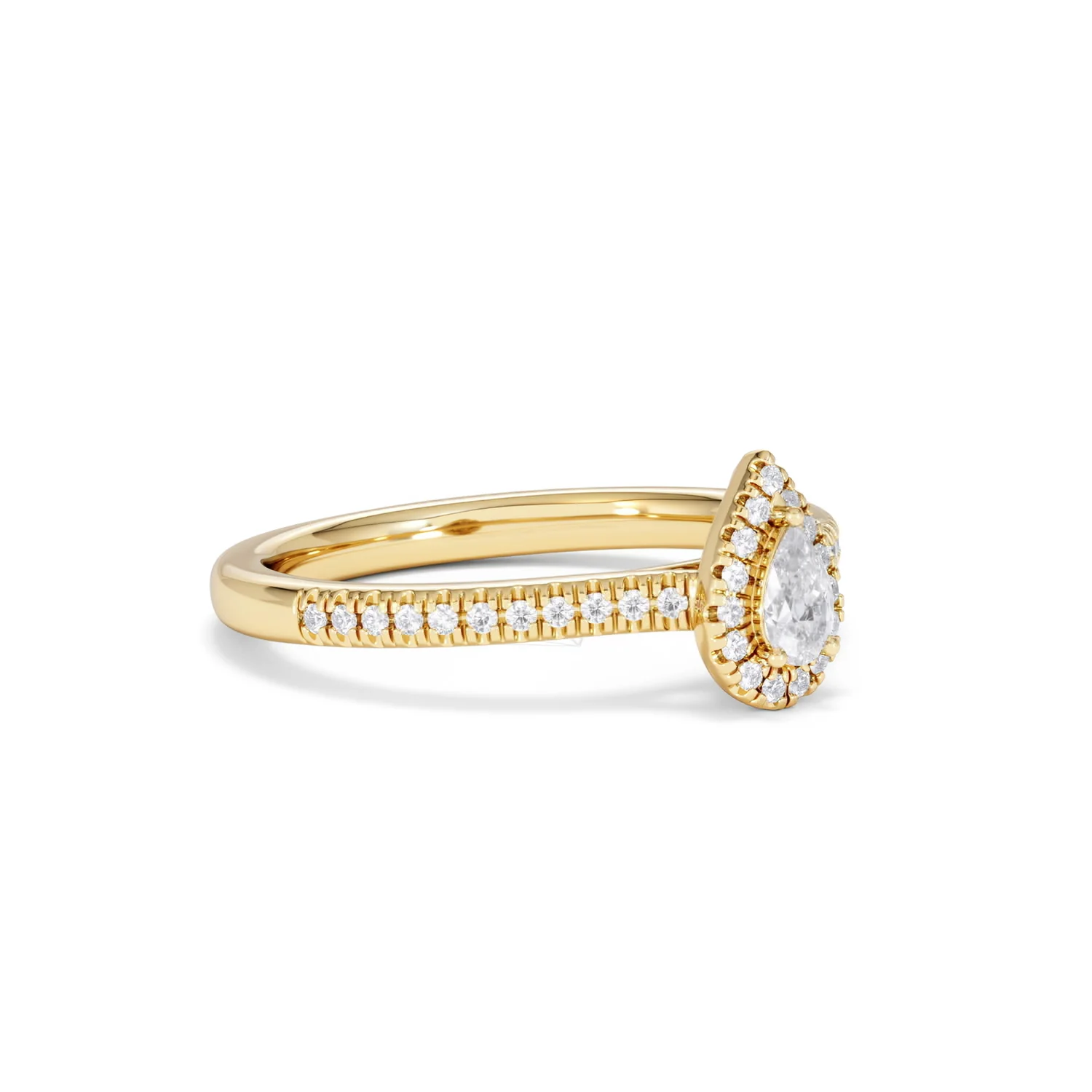 Lumia Pear Cut Lab Diamond Halo Ring 0.33ct F/VS in 18K Gold Vermeil - Image 19