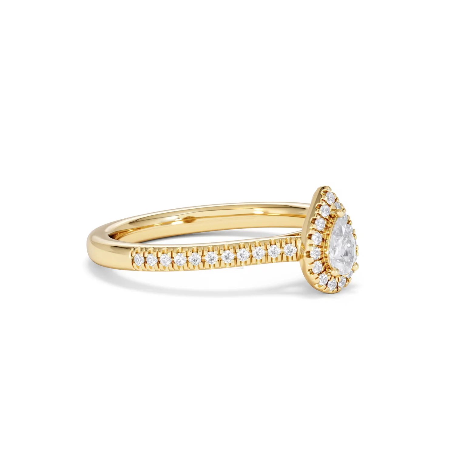 Lumia Pear Cut Lab Diamond Halo Ring 0.33ct F/VS in 18K Gold Vermeil - Image 20