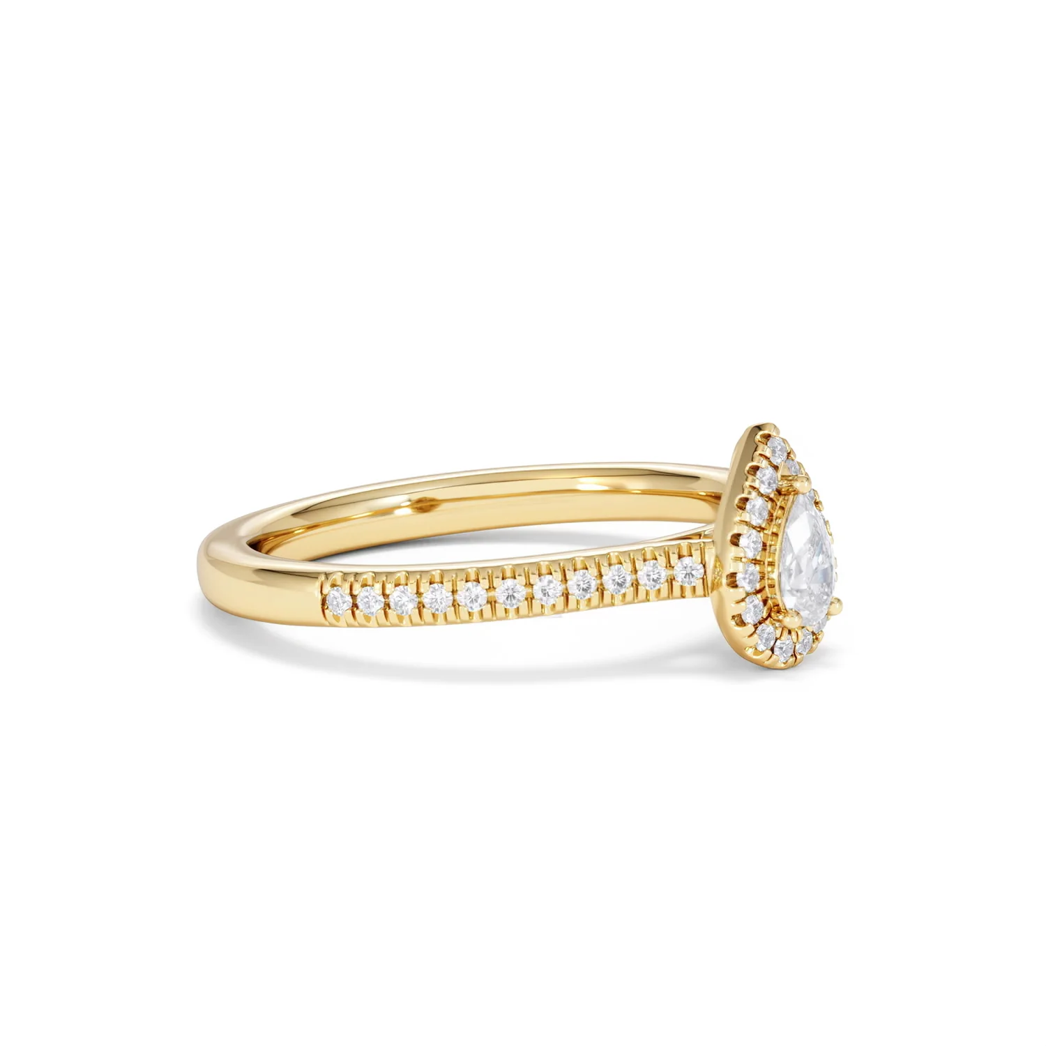 Lumia Pear Cut Lab Diamond Halo Ring 0.33ct F/VS in 18K Gold Vermeil - Image 21