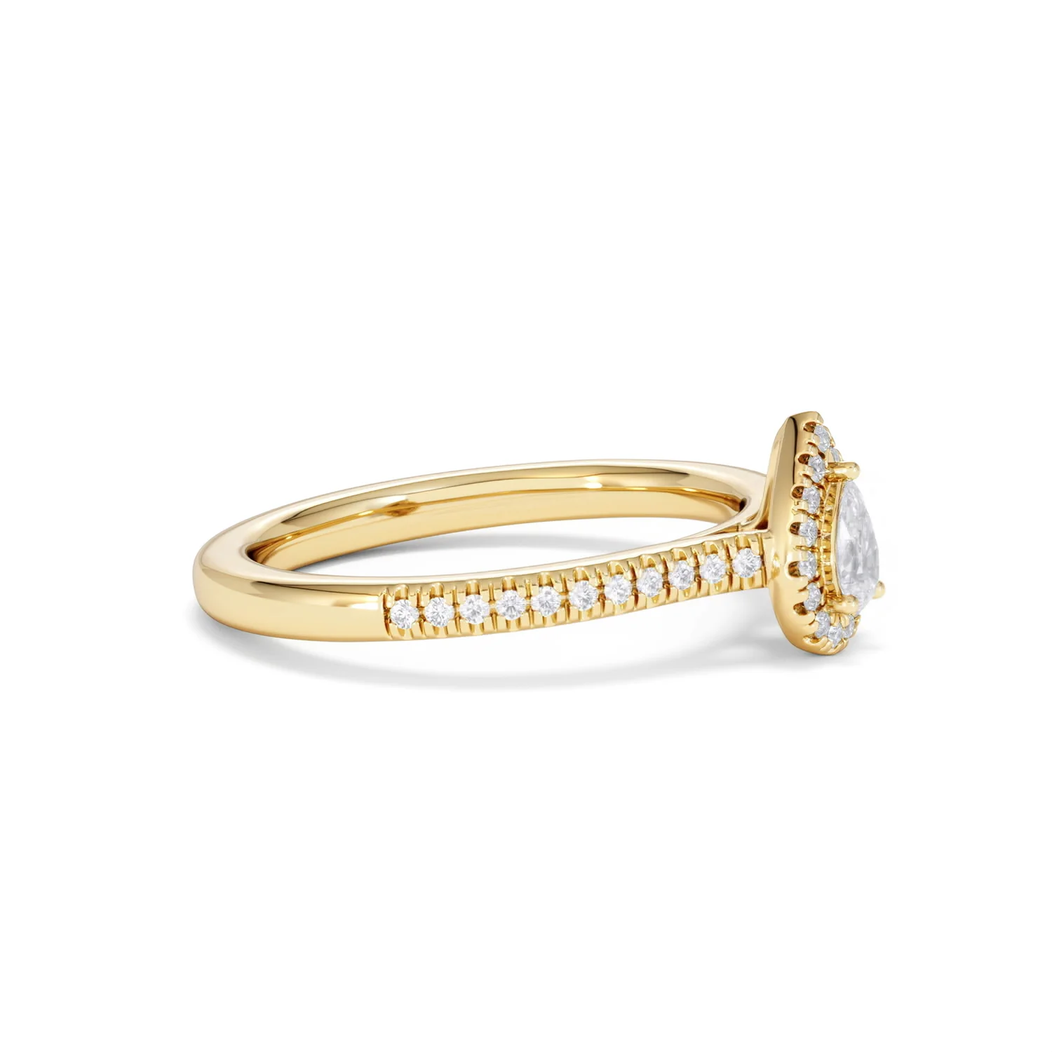 Lumia Pear Cut Lab Diamond Halo Ring 0.33ct F/VS in 18K Gold Vermeil - Image 24