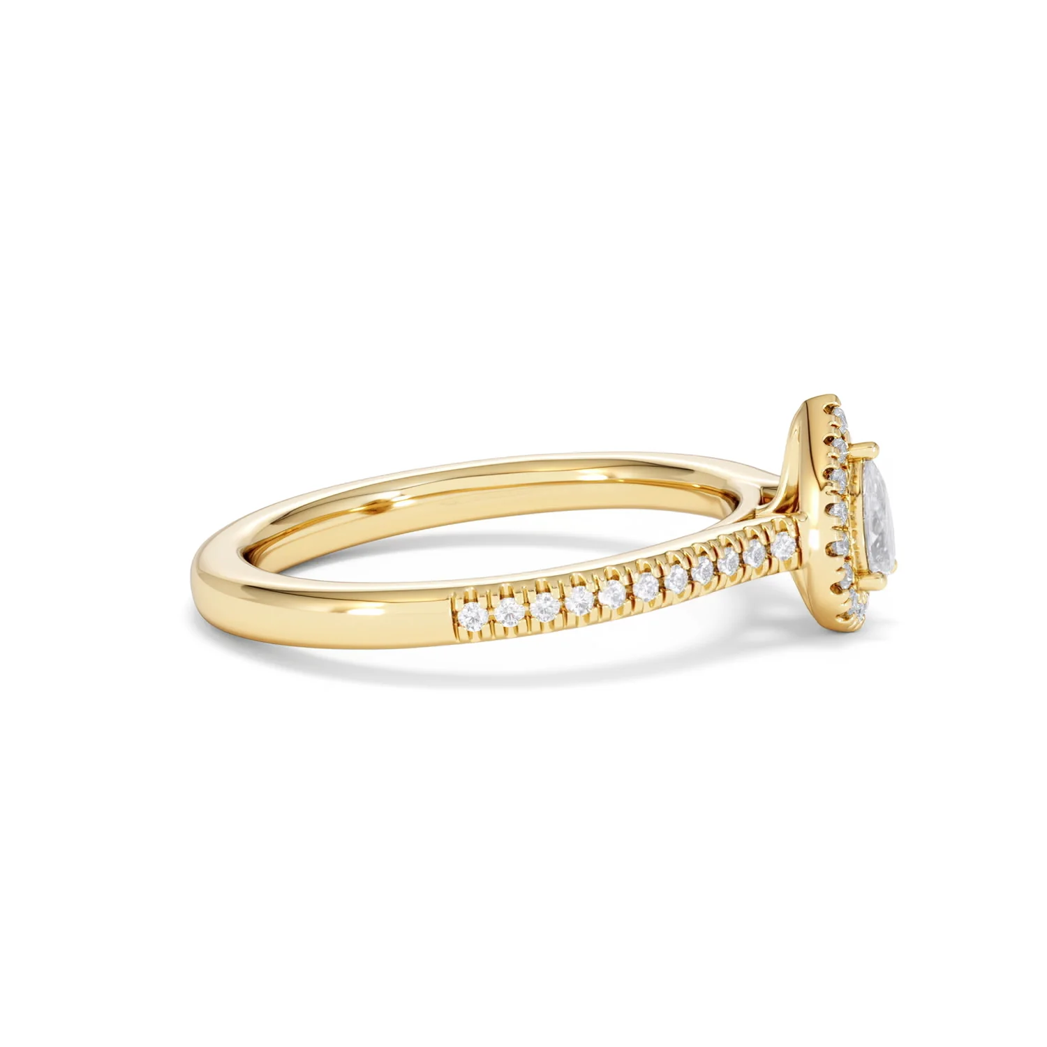 Lumia Pear Cut Lab Diamond Halo Ring 0.33ct F/VS in 18K Gold Vermeil - Image 27
