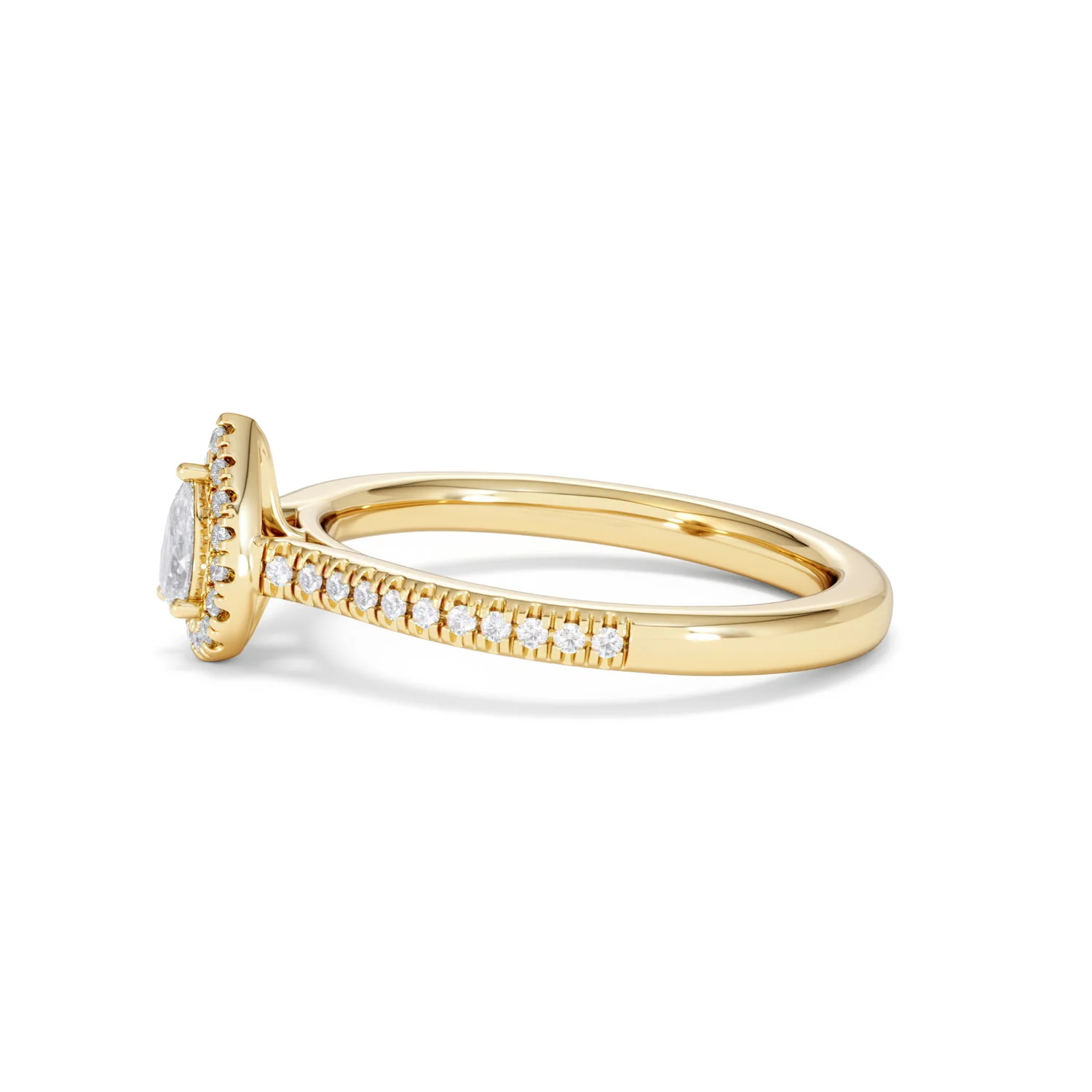 Lumia Pear Cut Lab Diamond Halo Ring 0.33ct F/VS in 18K Gold Vermeil - Image 73