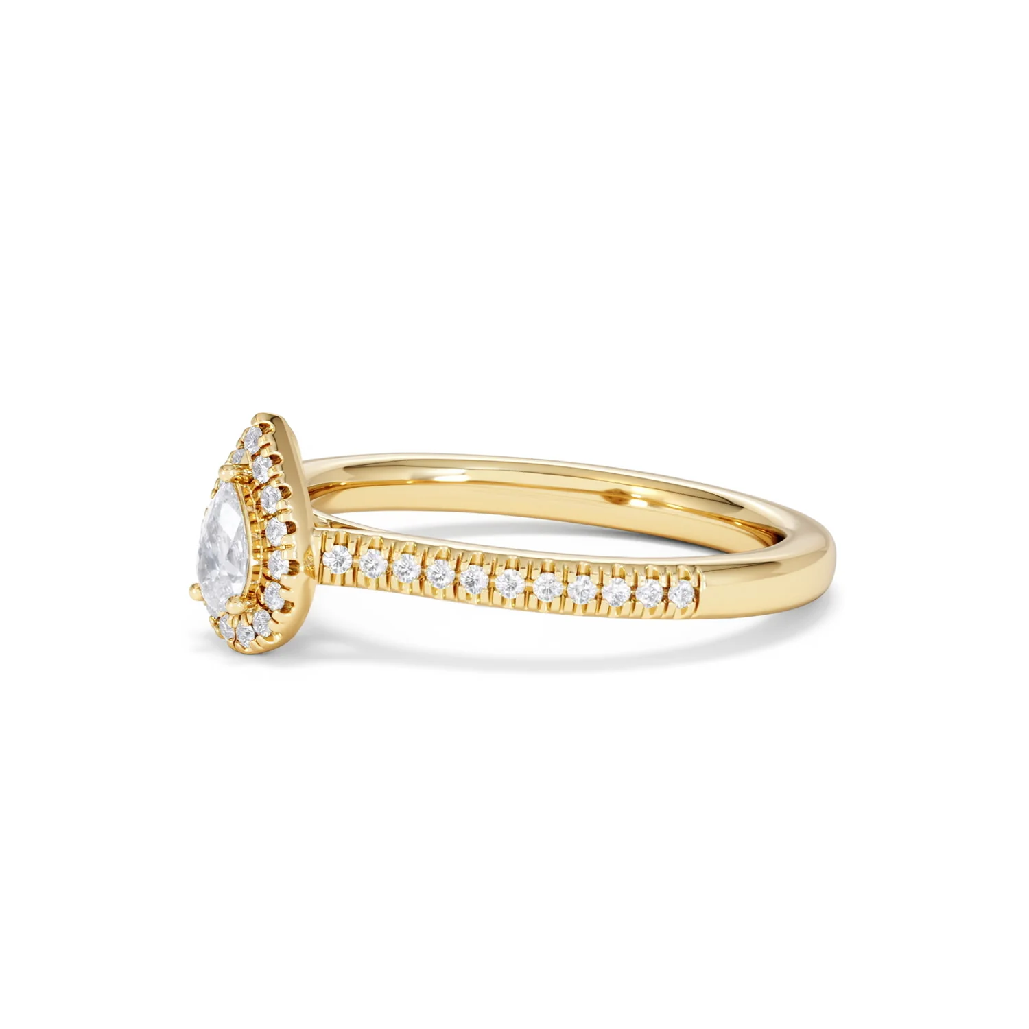 Lumia Pear Cut Lab Diamond Halo Ring 0.33ct F/VS in 18K Gold Vermeil - Image 78