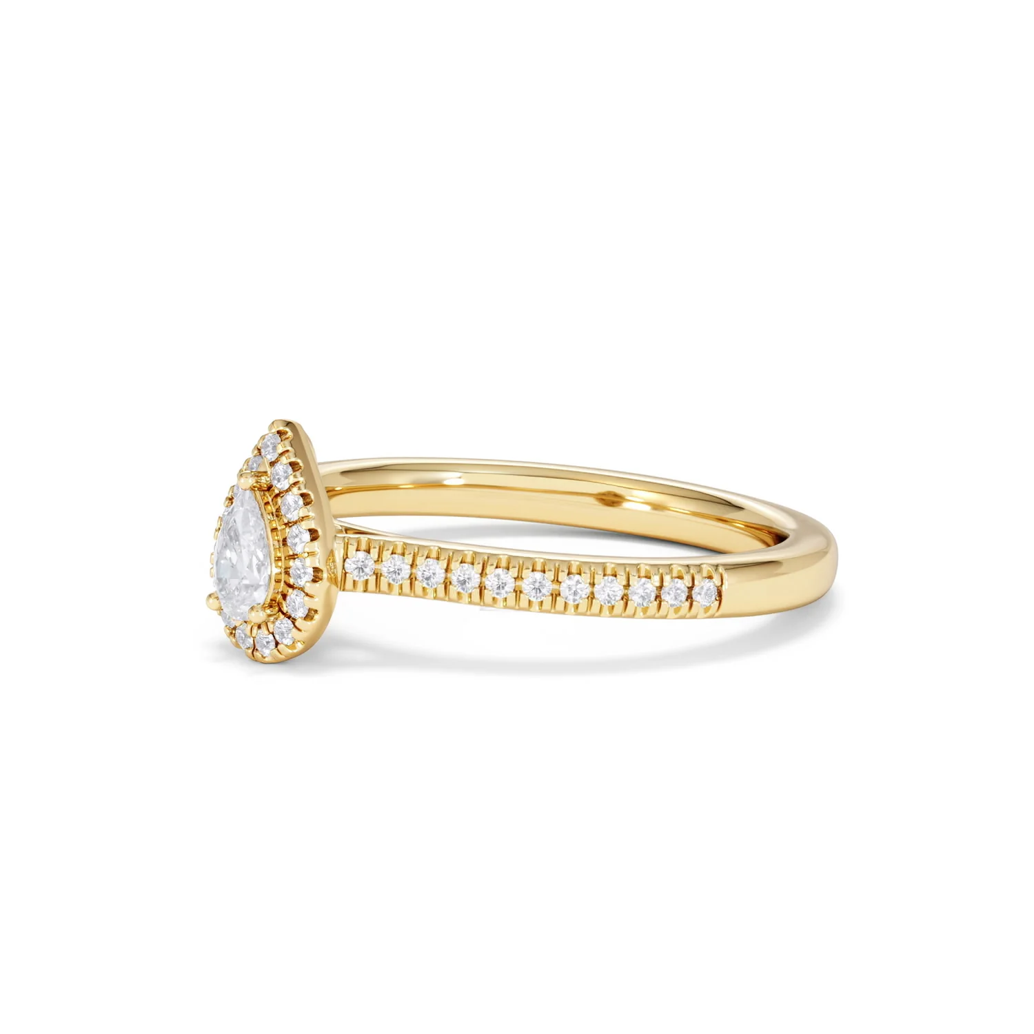 Lumia Pear Cut Lab Diamond Halo Ring 0.33ct F/VS in 18K Gold Vermeil - Image 79
