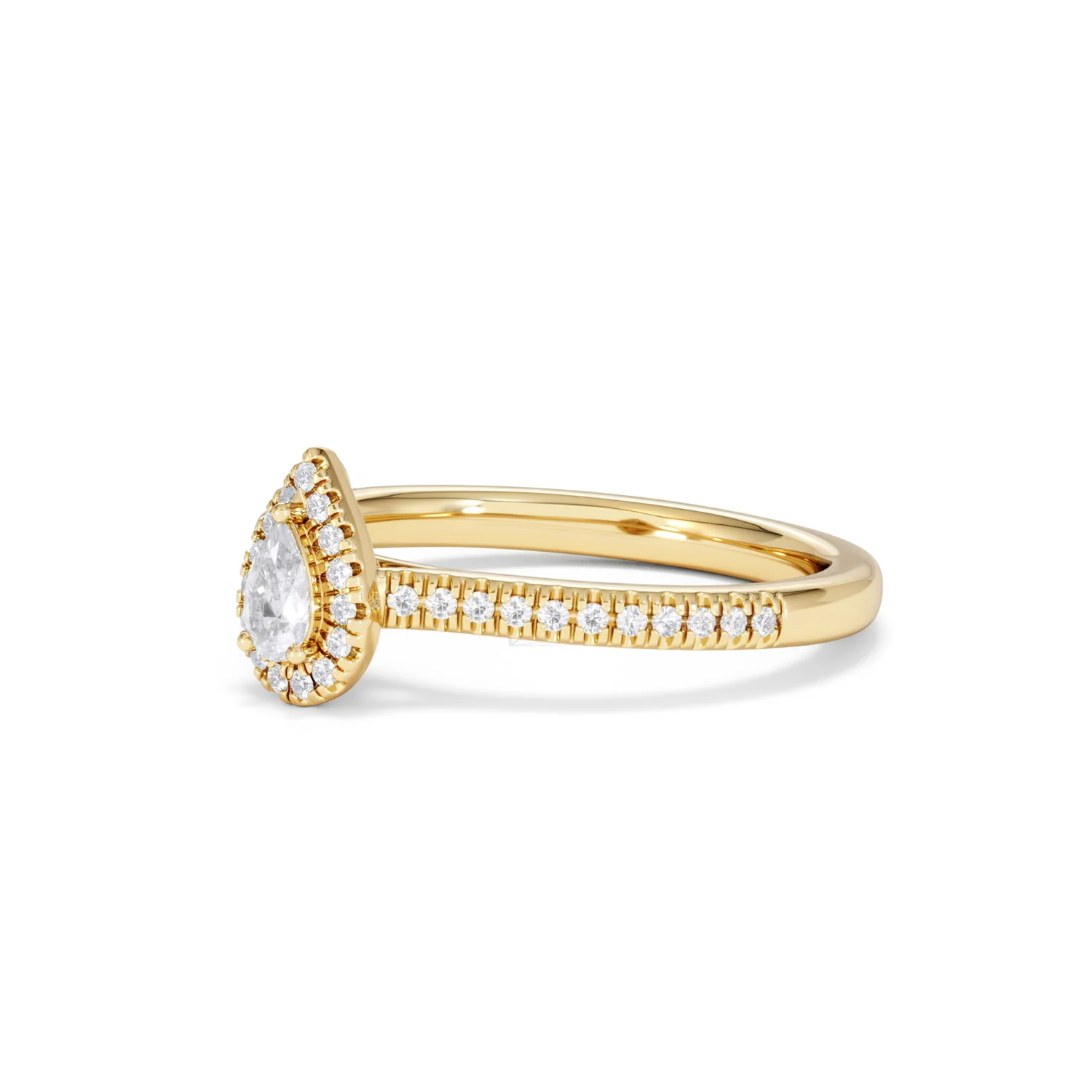 Lumia Pear Cut Lab Diamond Halo Ring 0.33ct F/VS in 18K Gold Vermeil - Image 80
