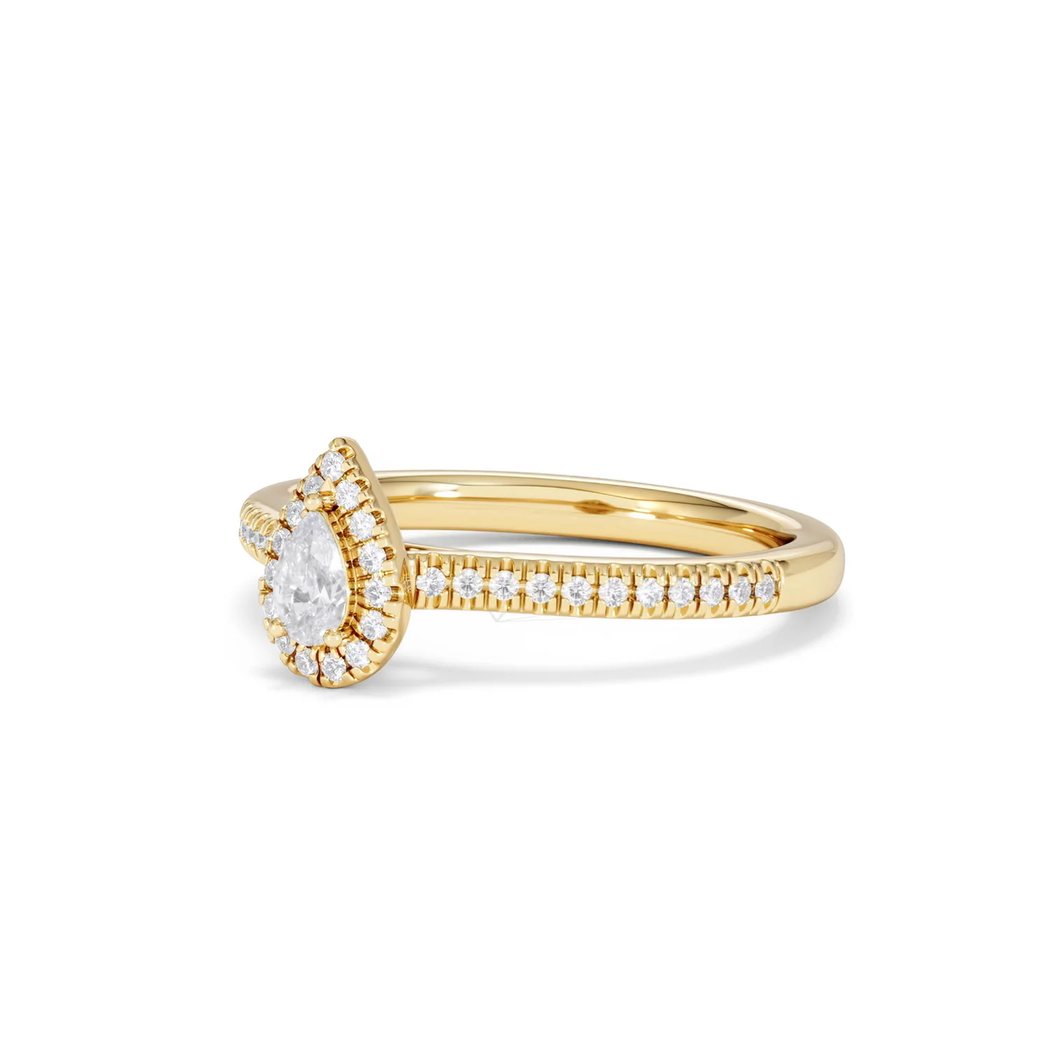 Lumia Pear Cut Lab Diamond Halo Ring 0.33ct F/VS in 18K Gold Vermeil - Image 82