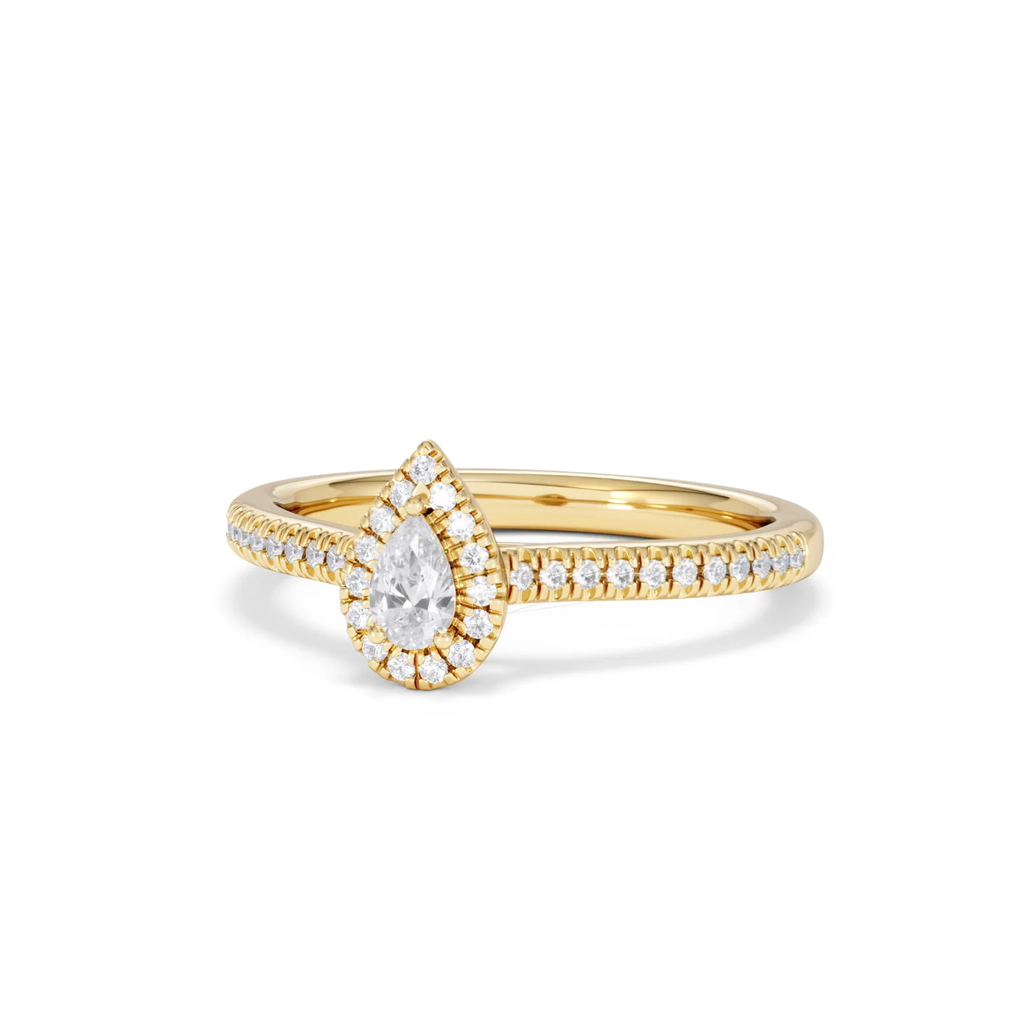Lumia Pear Cut Lab Diamond Halo Ring 0.33ct F/VS in 18K Gold Vermeil - Image 86