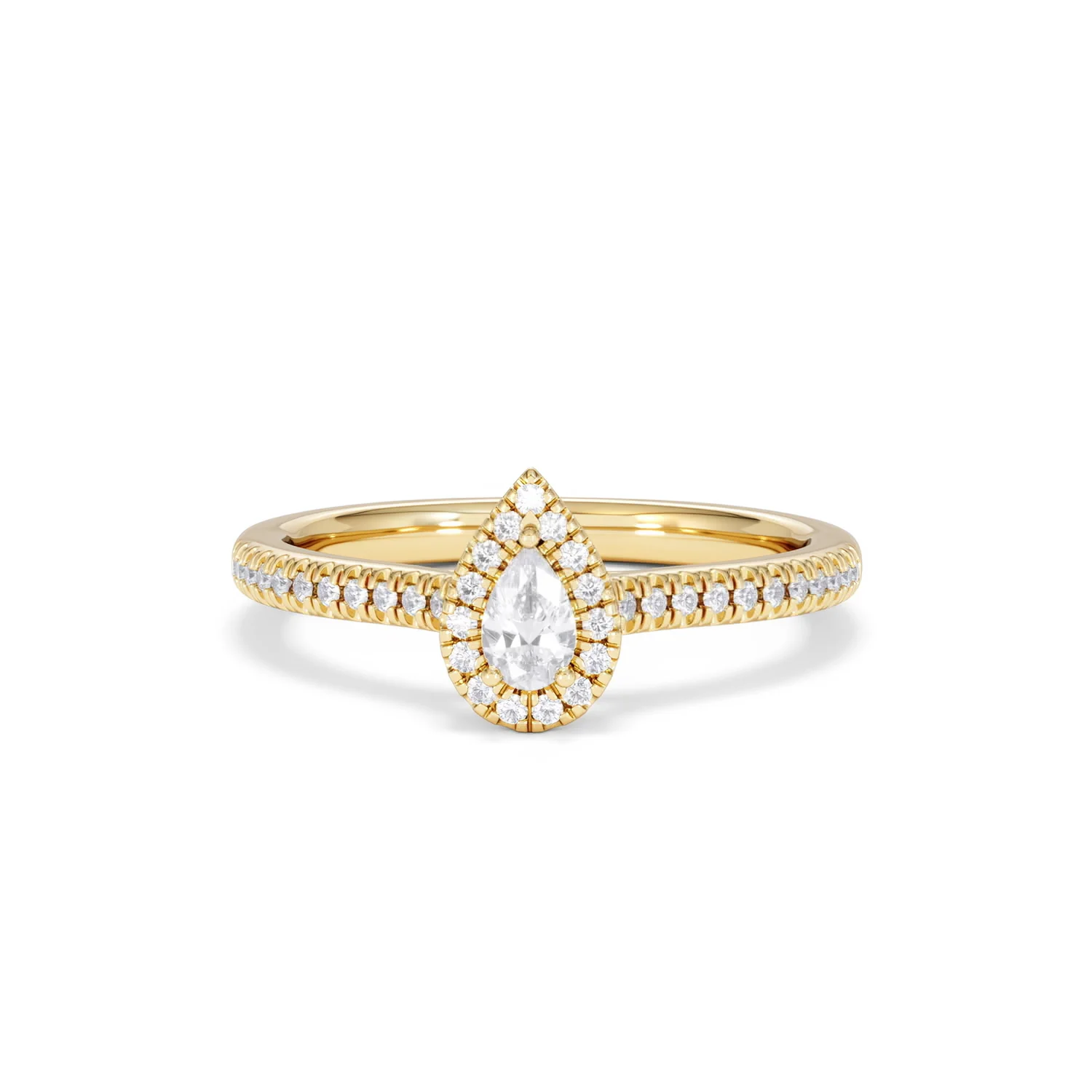 Lumia Pear Cut Lab Diamond Halo Ring 0.33ct F/VS in 18K Gold Vermeil - Image 89