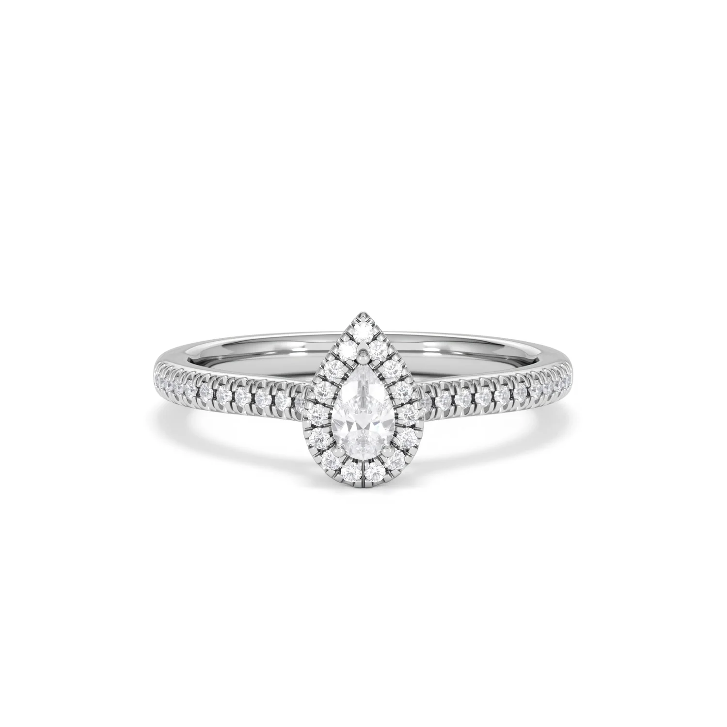 Lumia Pear Cut Lab Diamond Halo Ring 0.33ct F/VS in 925 Silver - Image 10