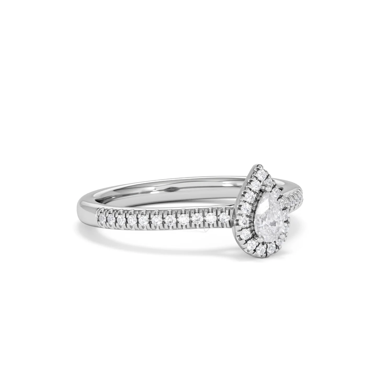 Lumia Pear Cut Lab Diamond Halo Ring 0.33ct F/VS in 925 Silver - Image 17