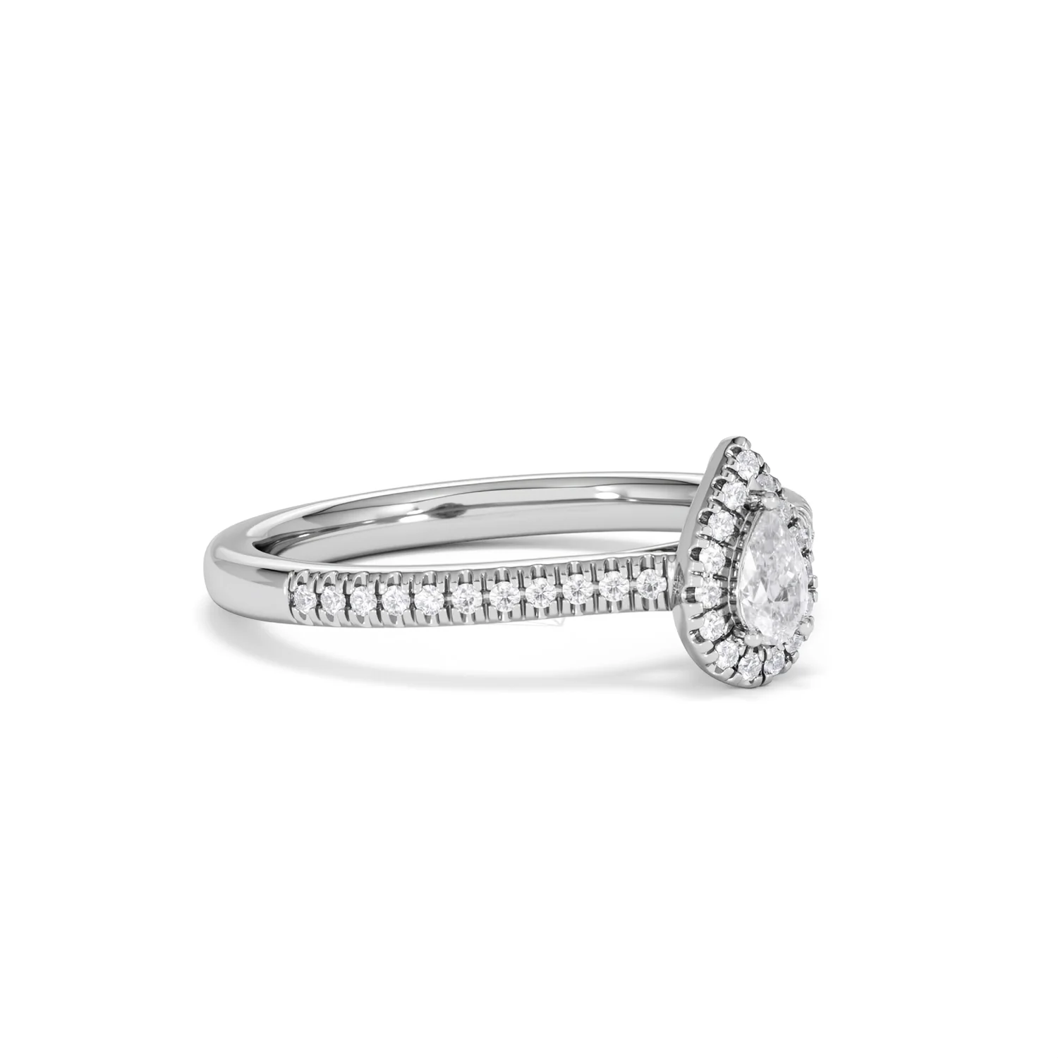 Lumia Pear Cut Lab Diamond Halo Ring 0.33ct F/VS in 925 Silver - Image 19