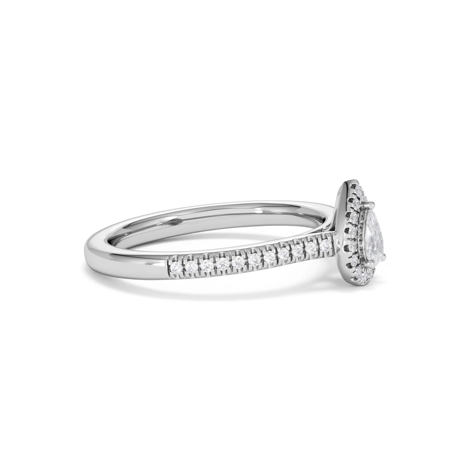 Lumia Pear Cut Lab Diamond Halo Ring 0.33ct F/VS in 925 Silver - Image 24