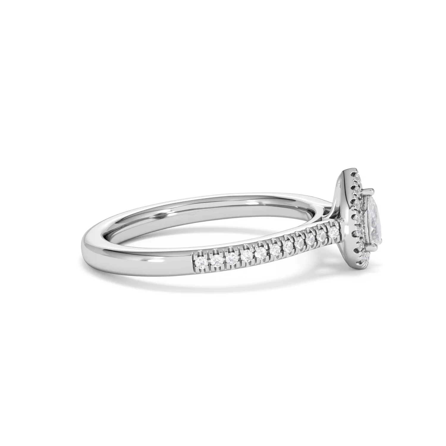 Lumia Pear Cut Lab Diamond Halo Ring 0.33ct F/VS in 925 Silver - Image 27