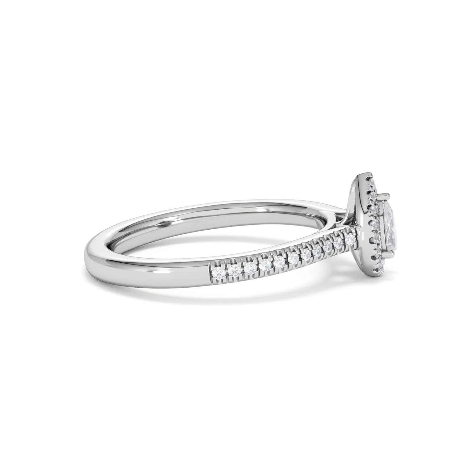 Lumia Pear Cut Lab Diamond Halo Ring 0.33ct F/VS in 925 Silver - Image 28