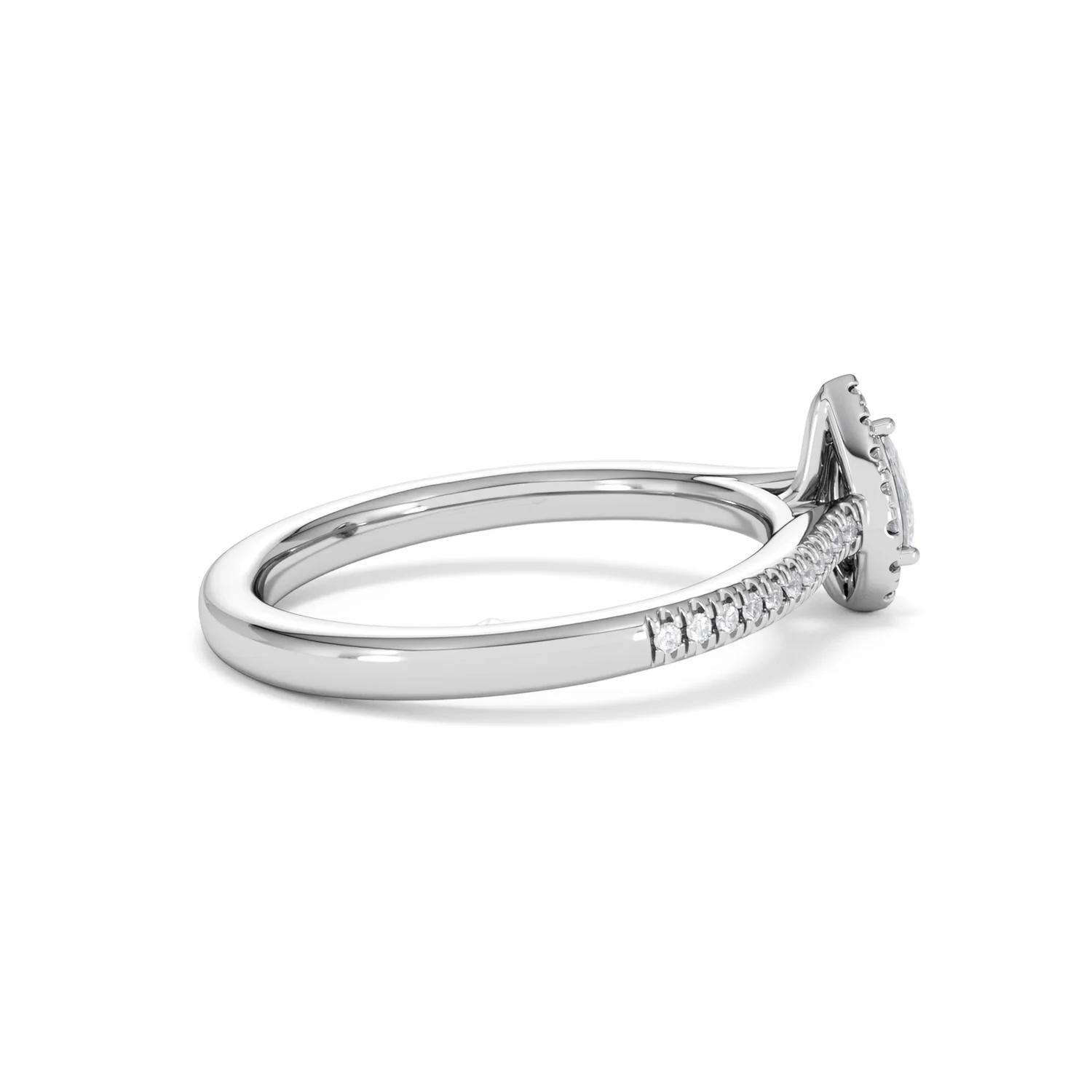 Lumia Pear Cut Lab Diamond Halo Ring 0.33ct F/VS in 925 Silver - Image 34