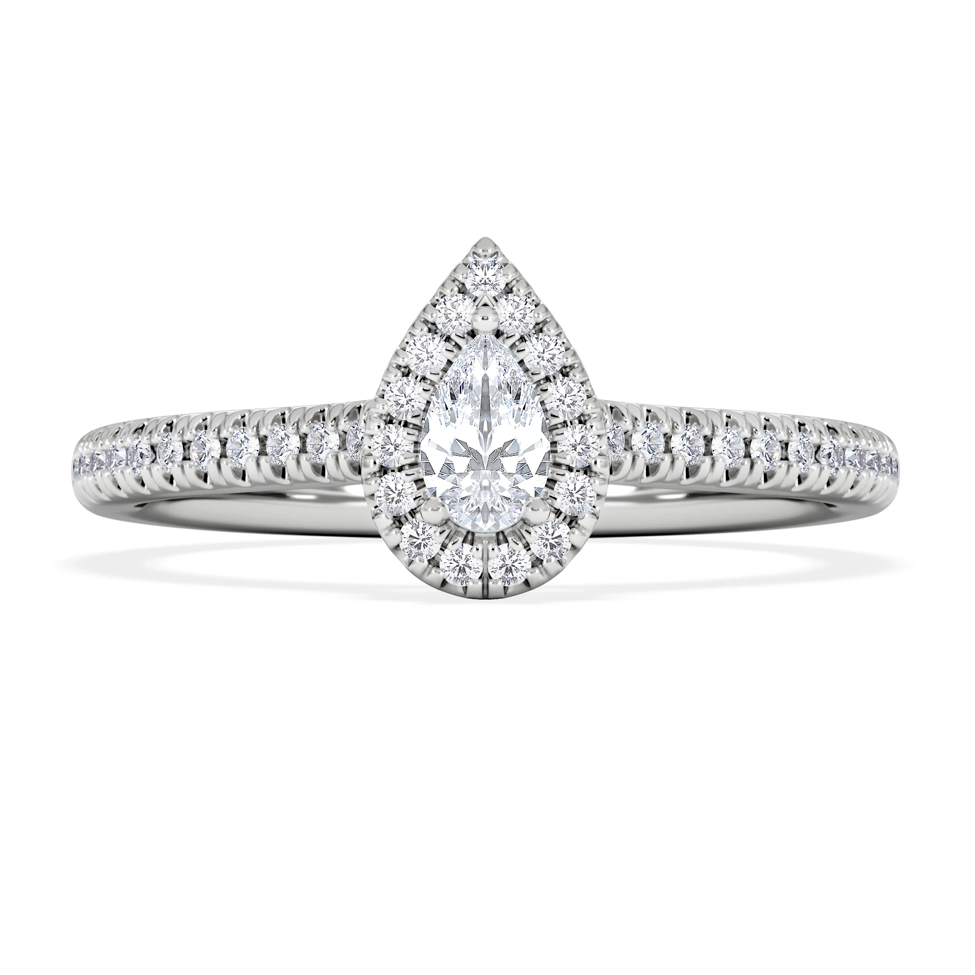 Lumia Pear Cut Lab Diamond Halo Ring 0.33ct F/VS in 925 Silver - Image 7
