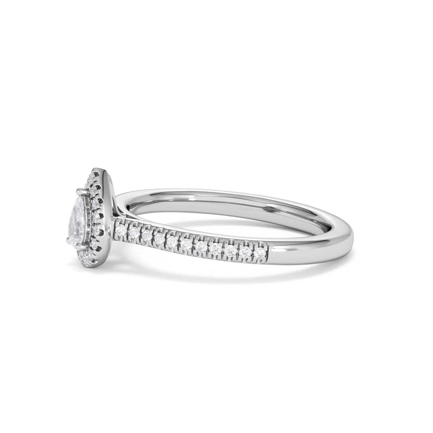 Lumia Pear Cut Lab Diamond Halo Ring 0.33ct F/VS in 925 Silver - Image 75