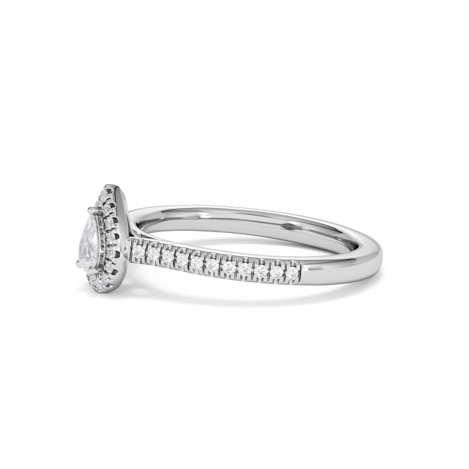 Lumia Pear Cut Lab Diamond Halo Ring 0.33ct F/VS in 925 Silver - Image 76