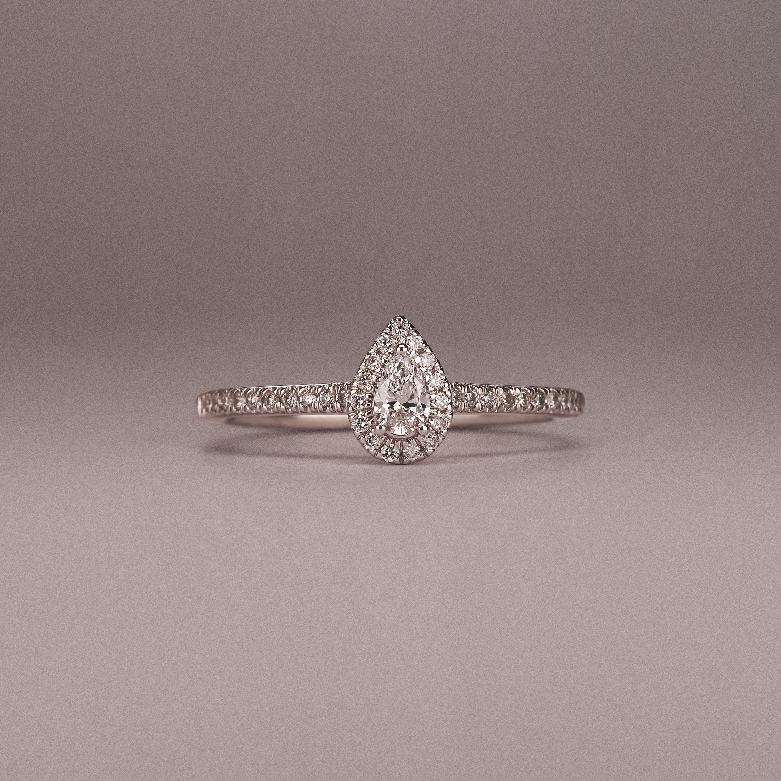 Lumia Pear Cut Lab Diamond Halo Ring 0.33ct F/VS in 925 Silver - Image 8