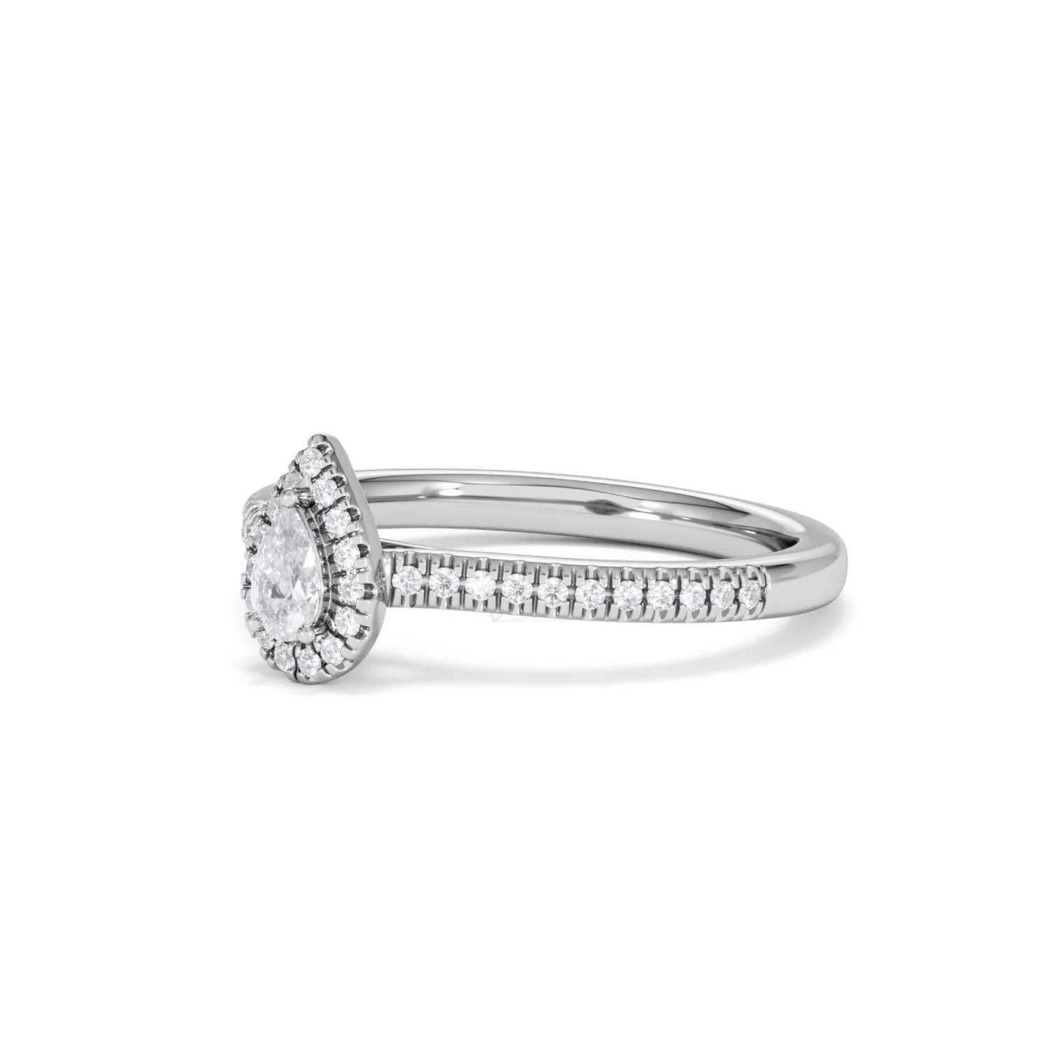 Lumia Pear Cut Lab Diamond Halo Ring 0.33ct F/VS in 925 Silver - Image 81