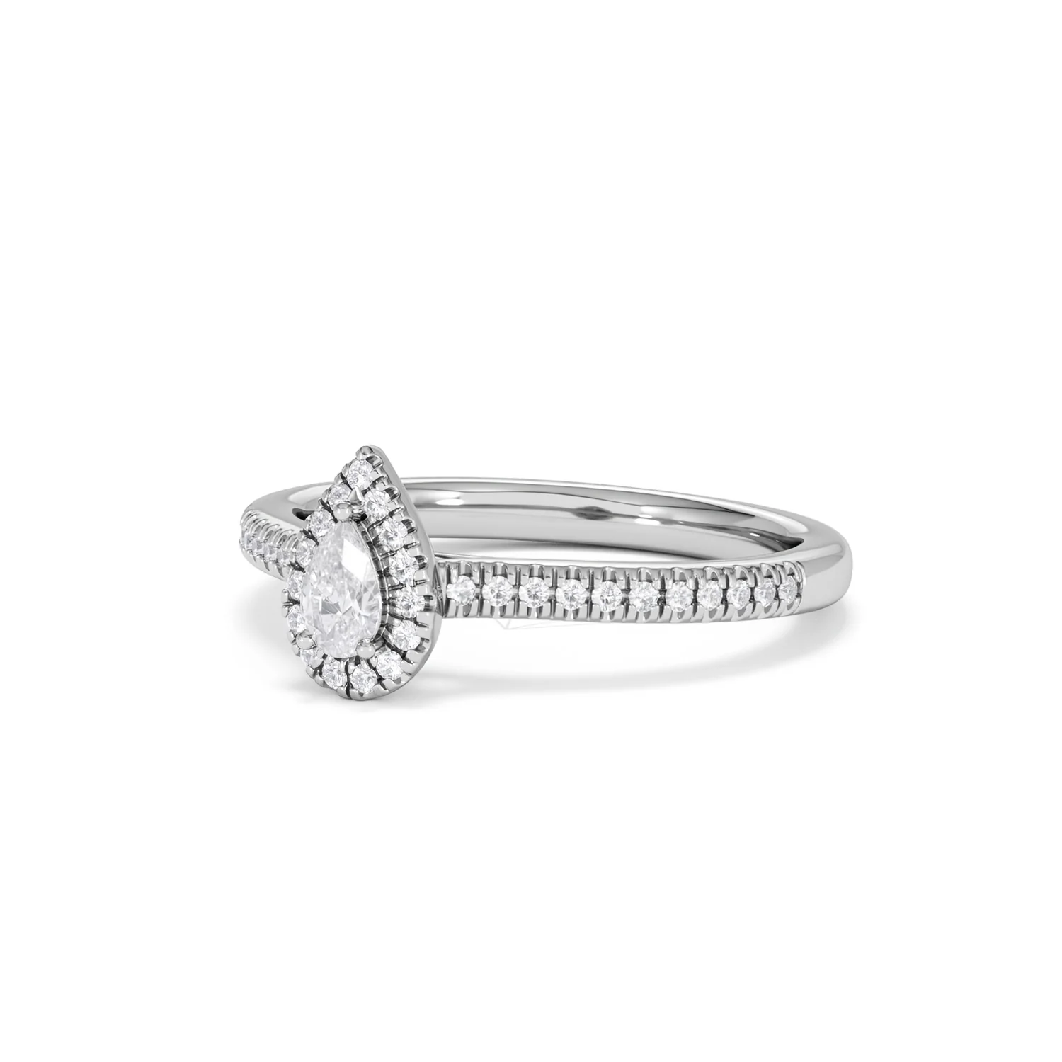 Lumia Pear Cut Lab Diamond Halo Ring 0.33ct F/VS in 925 Silver - Image 83