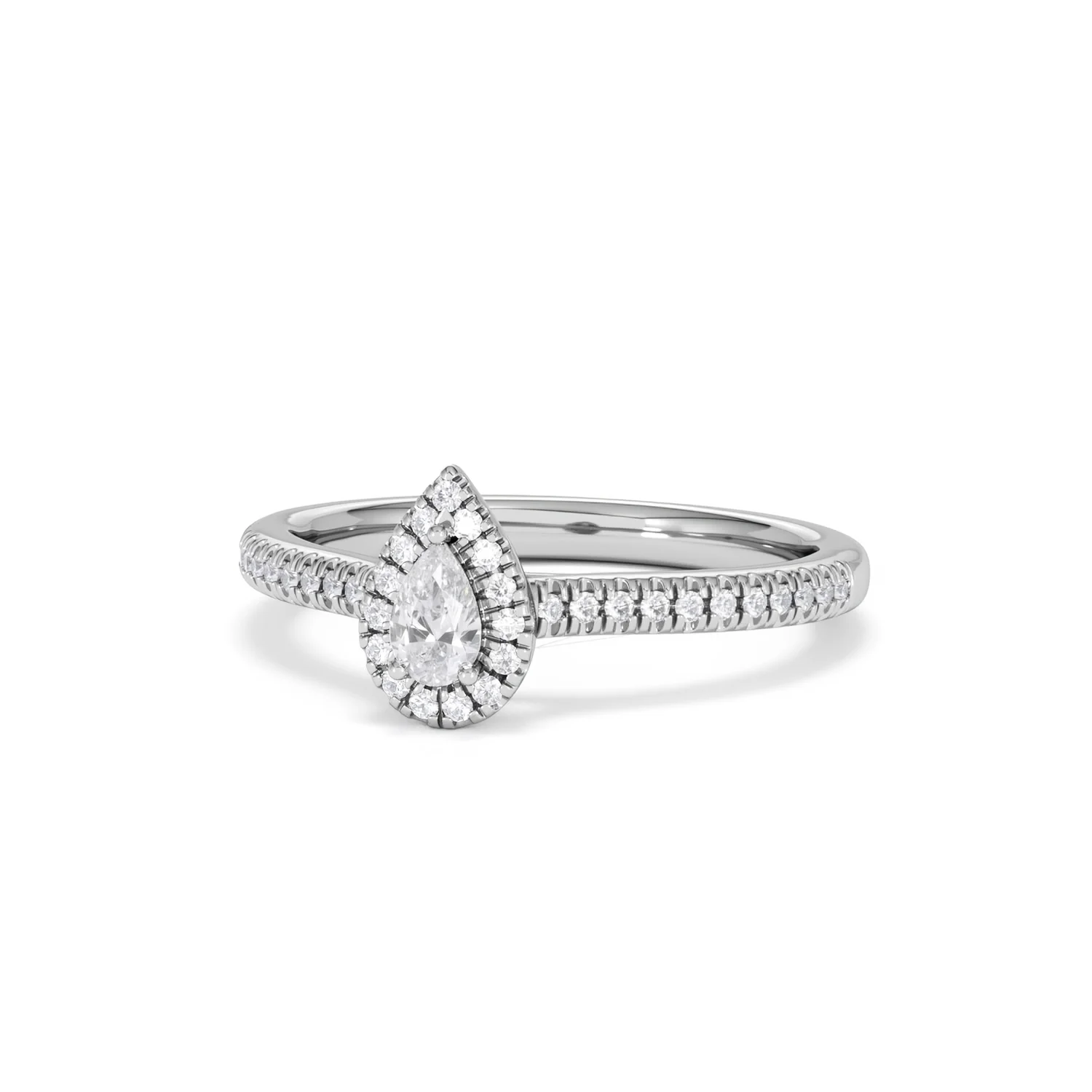 Lumia Pear Cut Lab Diamond Halo Ring 0.33ct F/VS in 925 Silver - Image 86