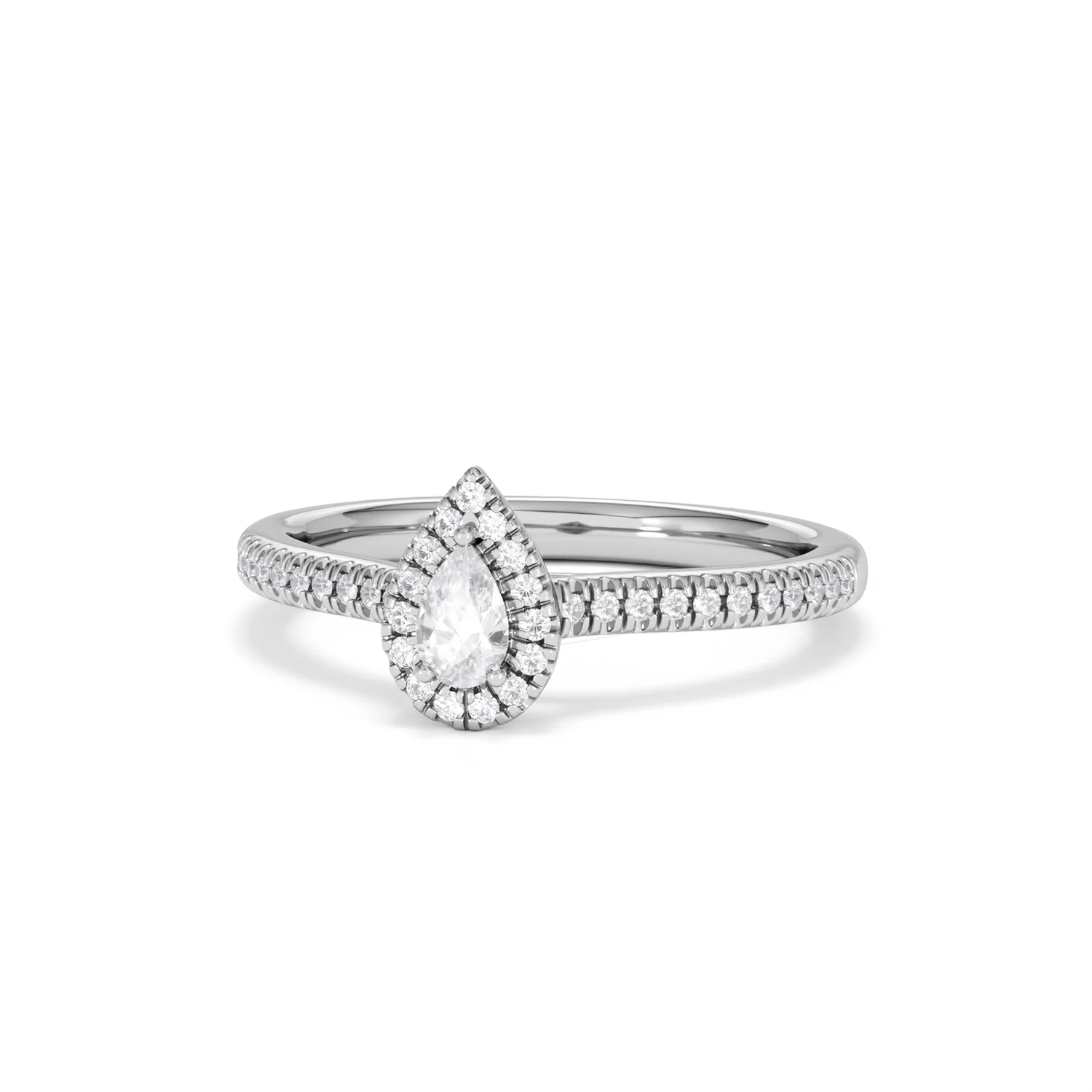 Lumia Pear Cut Lab Diamond Halo Ring 0.33ct F/VS in 925 Silver - Image 87