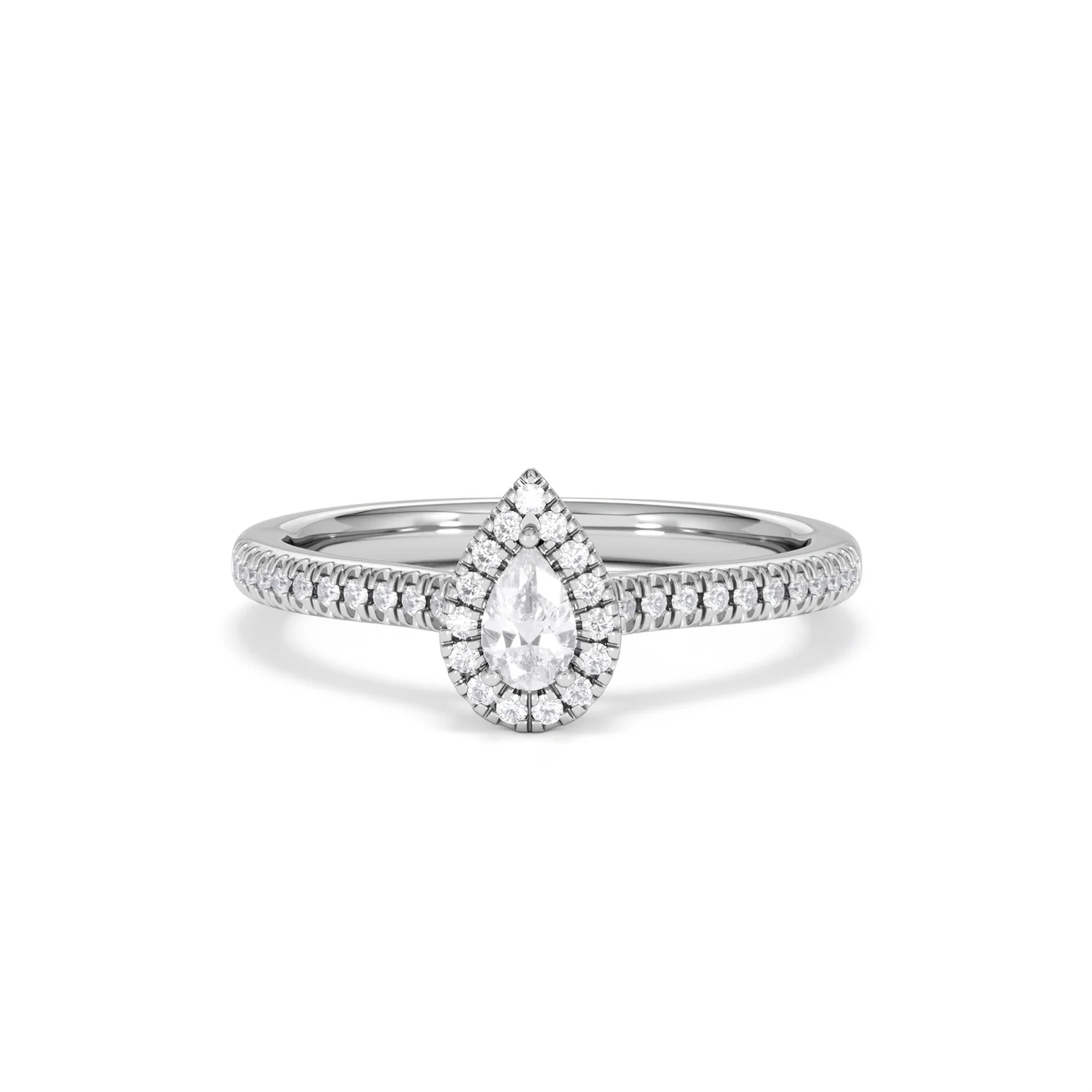 Lumia Pear Cut Lab Diamond Halo Ring 0.33ct F/VS in 925 Silver - Image 89